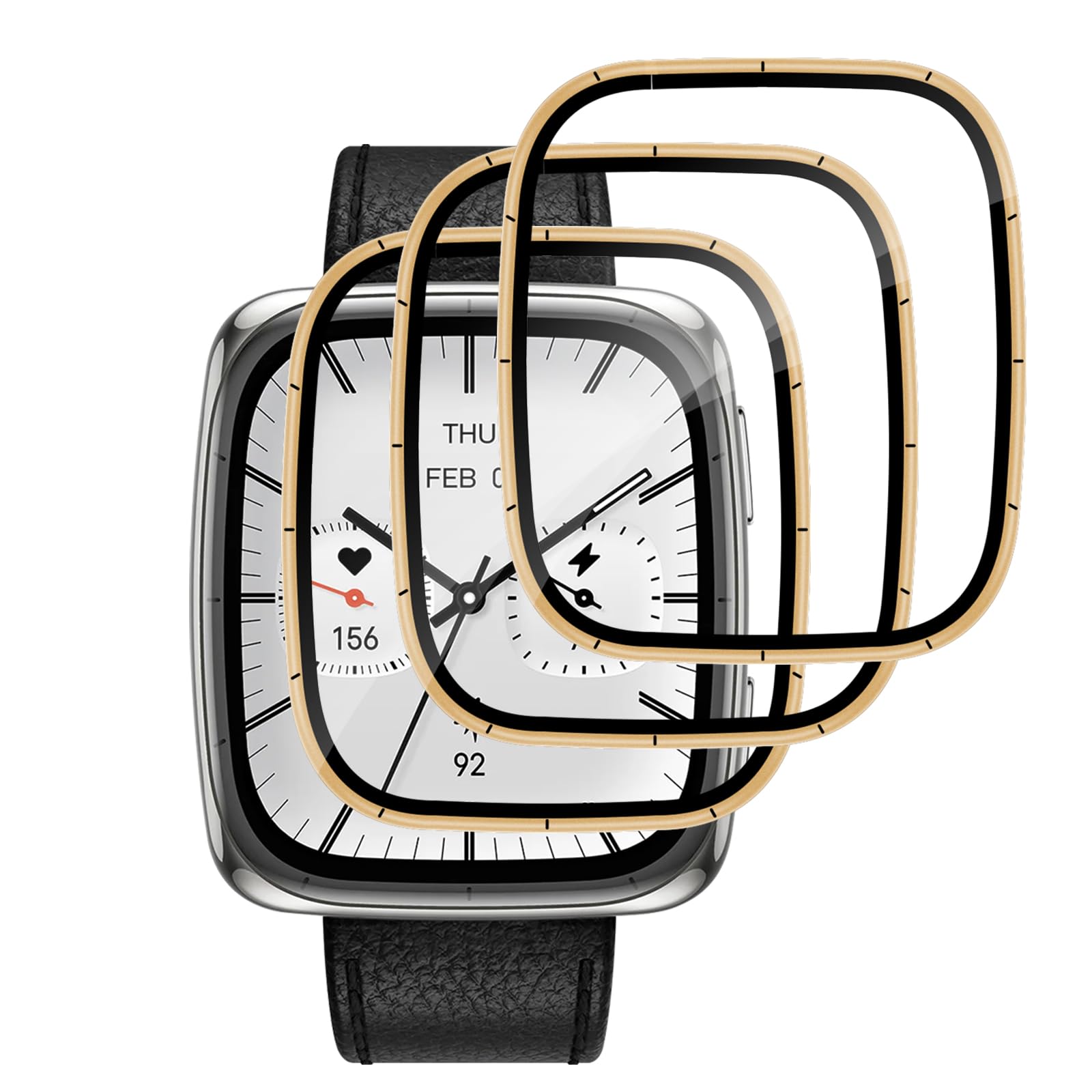 Protector de Pantalla para Amazfit Active 2 Square 1.75", [3 Piezas] 9H HD Alta Sensibilidad Resistente a Arañazos Cristal Templado Vidrio Templado