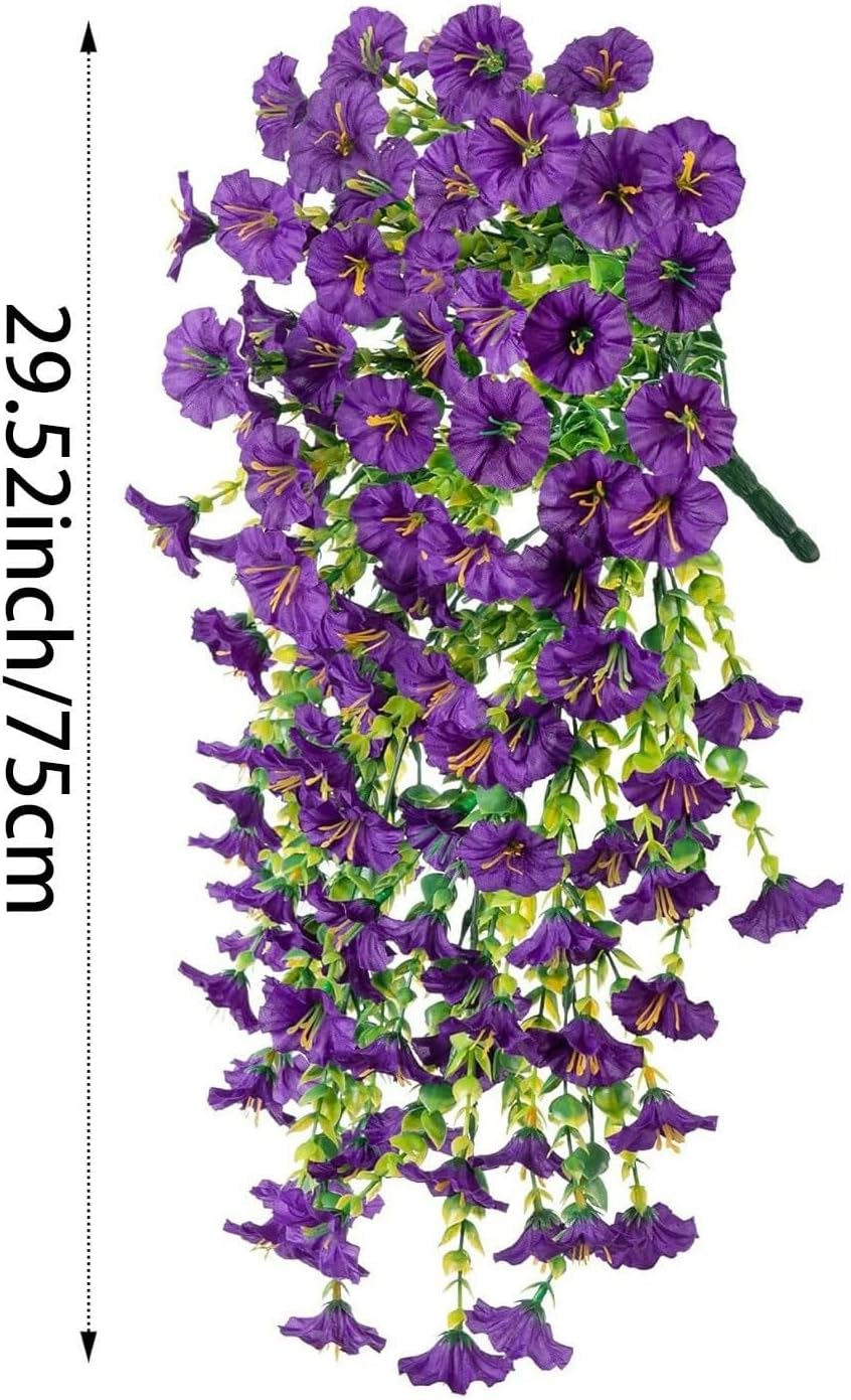 6-Pack Outdoor Artificial Flowers, 69-Flowered Large Morning Glory, Uv-Resistant Artificial Morning Glory,Perfect for Outdoor Decoration in All Seasons Such as Porches and Gardens (Purple) - Image 3