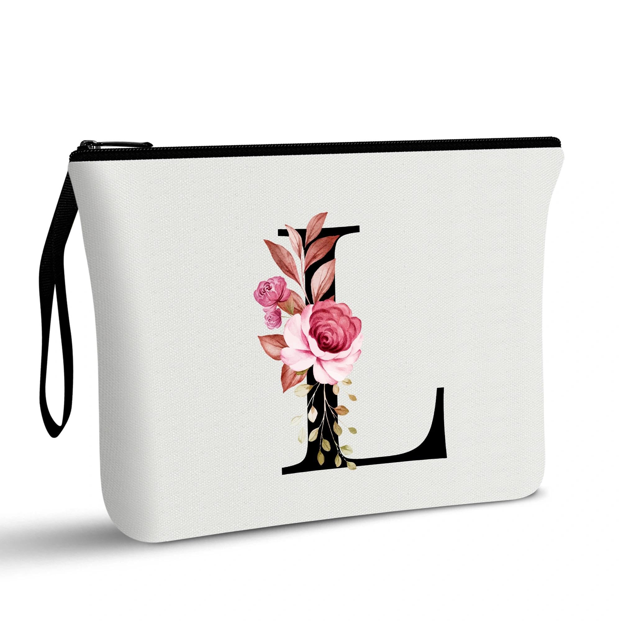 A-Z Personalized Makeup Bag,Birthday Gifts for Women Mom,Gifts for Best Friend,Bride Bridesmaid Cosmetic Bag(L) - 1