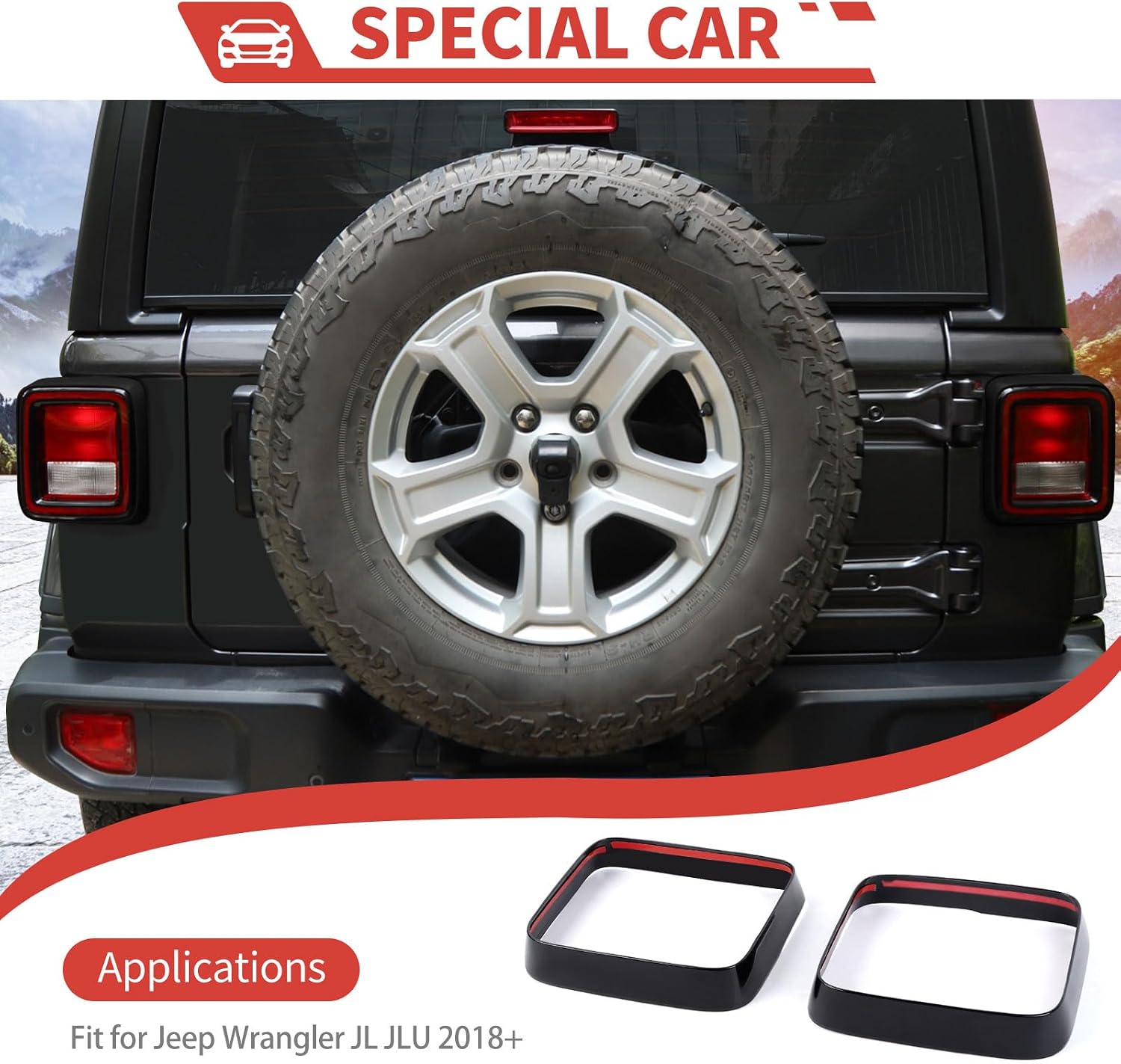 Rear Tail Lights Halogen Lamp Guards fit for Jeep Wrangler JL JLU 2018+ Taillight Brake Light Bezels Exterior Accessories,Black