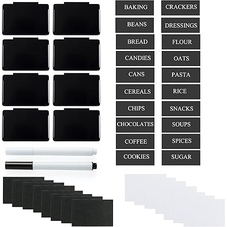 8-Pieces Basket Labels Clip On for Storage Bins, Small Reusable Chalkboard Label Holder with 16 Blank Cards, 20 Stickers White & Black & 2 Markers ...