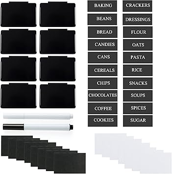 8-Pieces Basket Labels Clip On for Storage Bins, Small Reusable Chalkboard Label Holder with 16 Blank Cards, 20 Stickers White & Black & 2 Markers ...