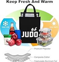 Vista 4 de Judo Design - Bolsas de almuerzo para mujeres y hombres, lonchera aislada, bolsa reutilizable para oficina en casa