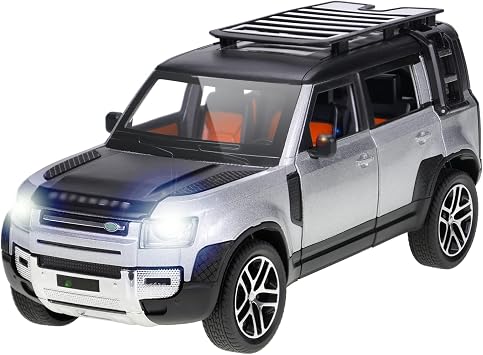 1/24 Diecast Model Car Pullback Vehicle Collection for Land Rover New Defender 110, with Sound and Light