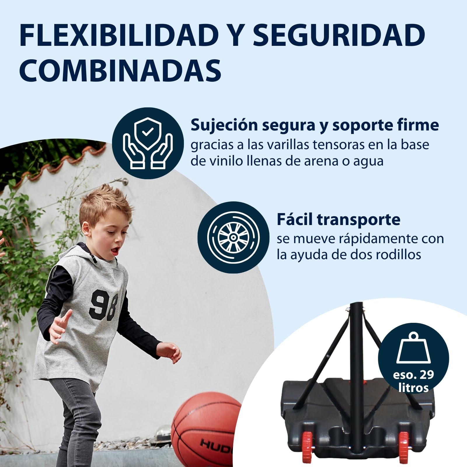HUDORA Soporte Baloncesto All Stars 205 Canasta Ajustable Altura niños Adolescentes Exterior móvil jardín