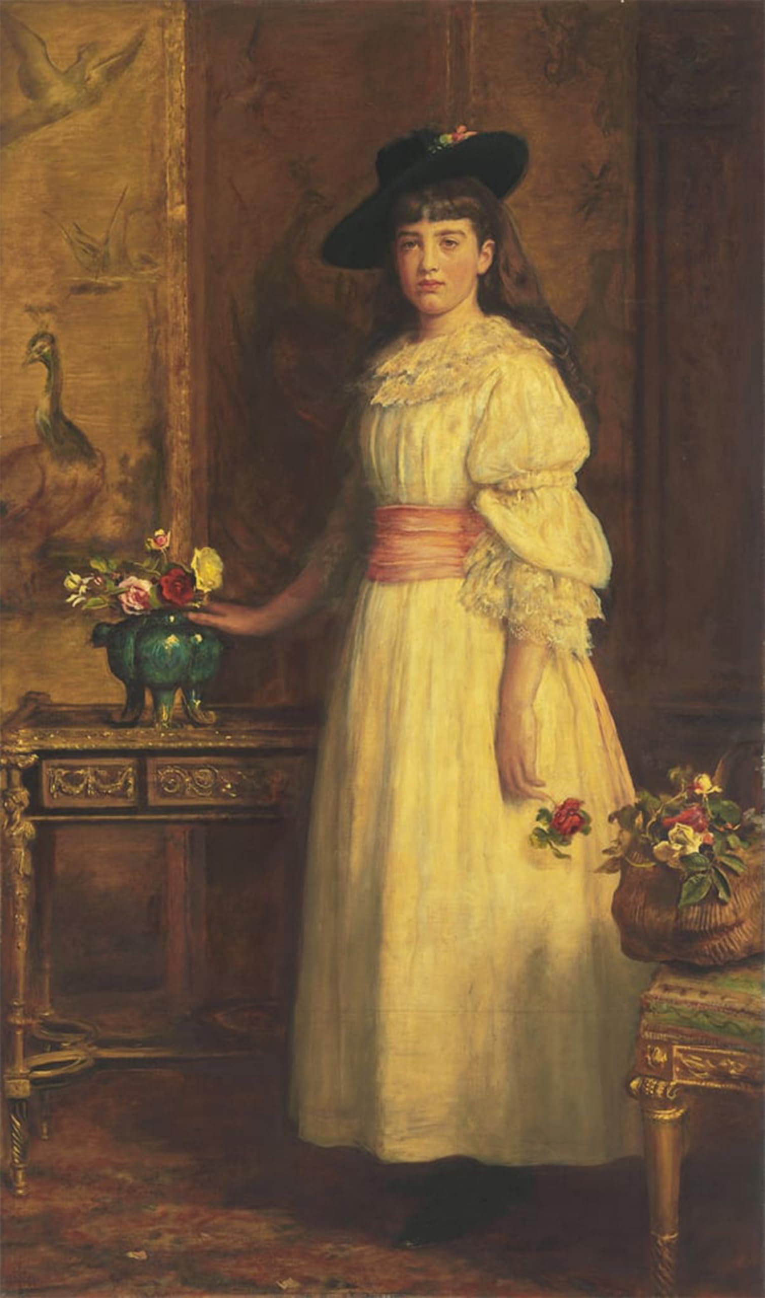 POSTERIIk Vintage Classic Picture Landscape Artwork Miss Gertrude Vanderbilt by John Everett Millais Portrait Canvas Painting for Office Home Decor 60x90cm