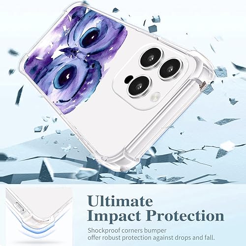 Vista 493 de Roemary Funda púrpura para iPhone 14 Pro Max con diseño de caballo azul, patrón de acuarela con protector de pantalla