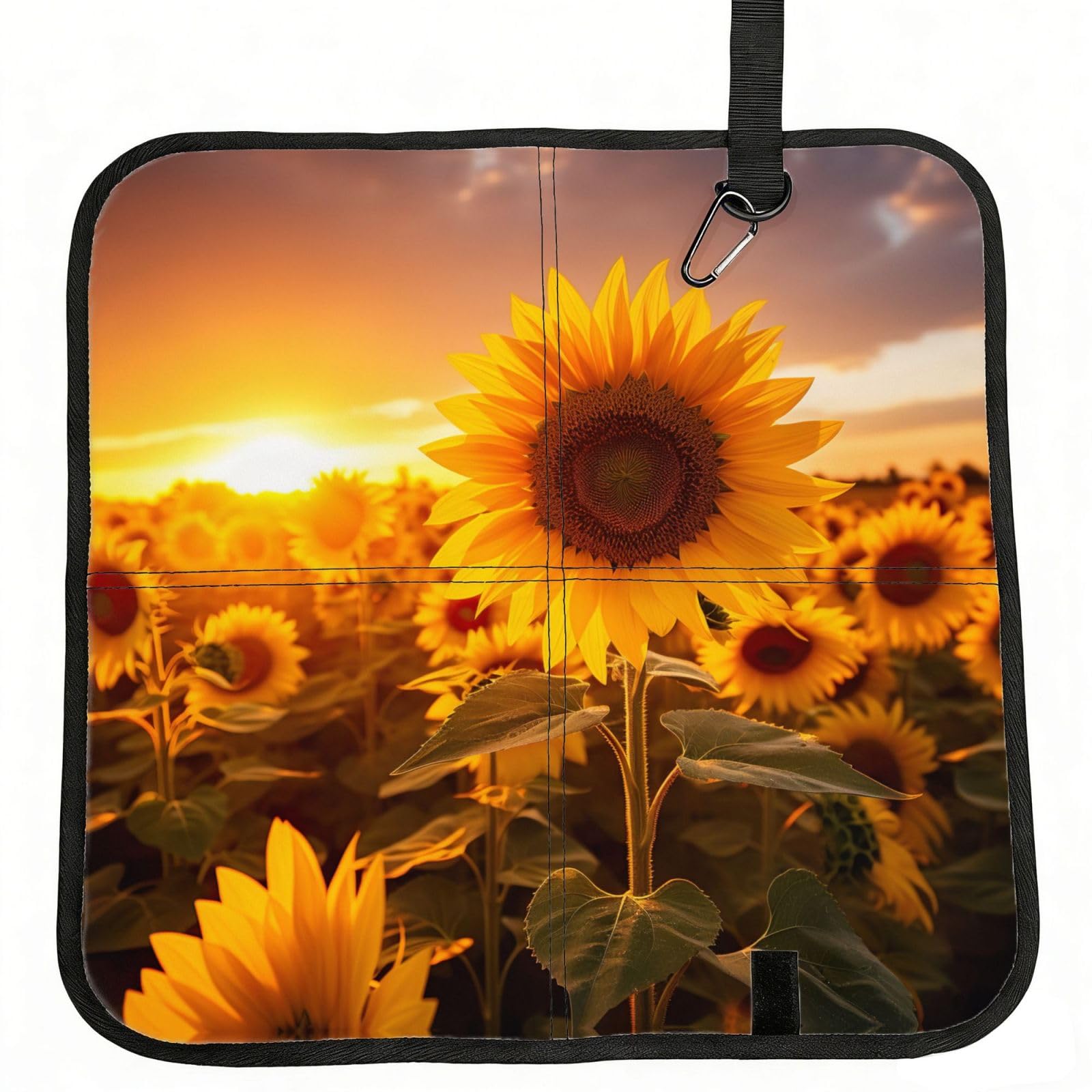 YGLHBDPBF Sunflower and sunset Print Camping seat cushion,Foldable Sitting Pads,Save Backpack Space for Hiking