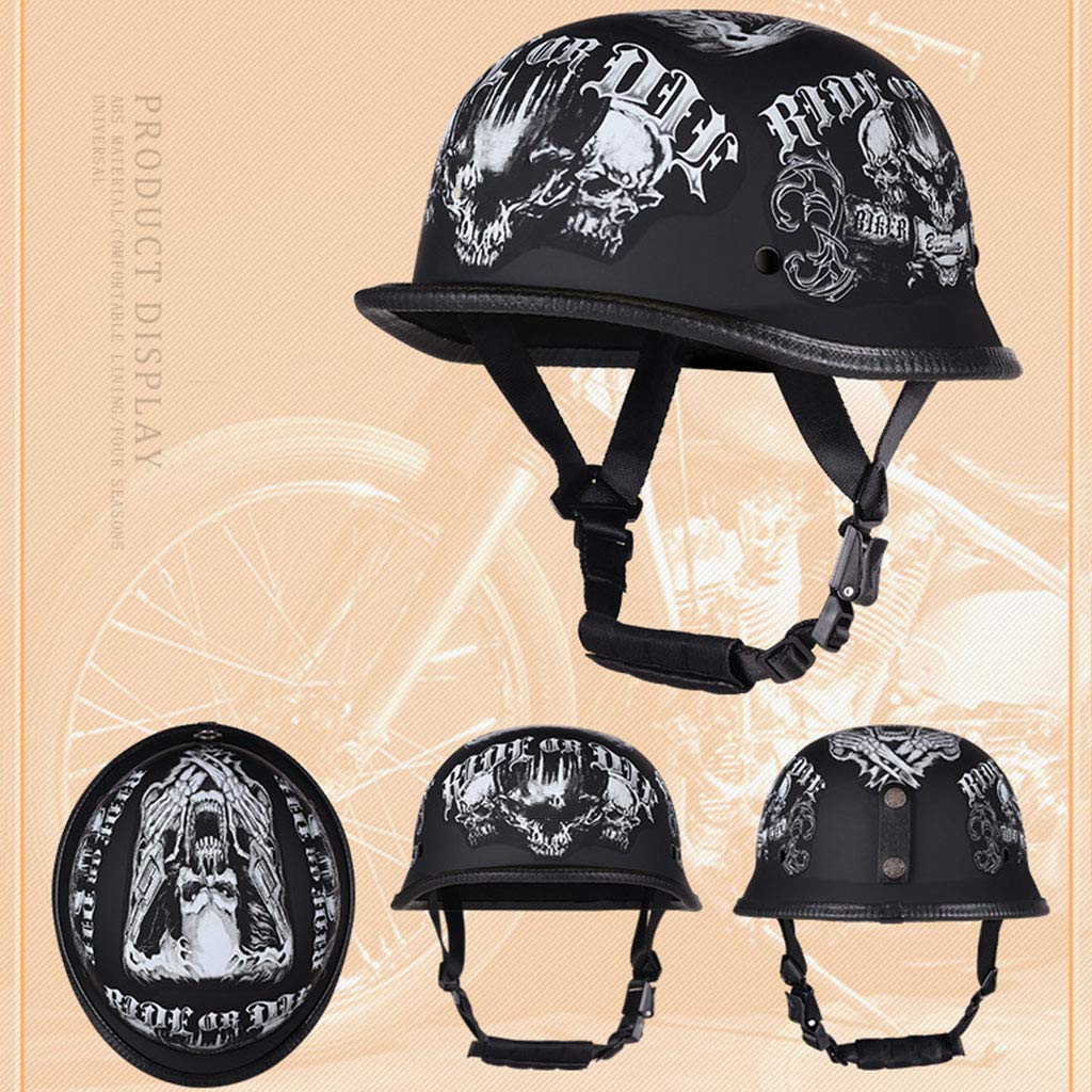BGMKE Casco Moto Vintage Harley, Casco Cruiser Chopper Scooter Moto ciclomotore Casco Viso Aperto, Casco Mezzo Stile Jet retrò, Certificato DOT