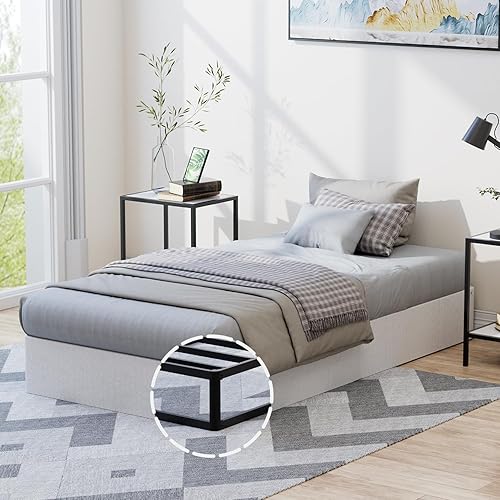 YORMDMO 9 Inch Box Spring, Twin Size Box Springs with Fabric Cover, Heavy Duty Metal Height Pprofile Foundations Easy Assembly 3000 lbs Capacity