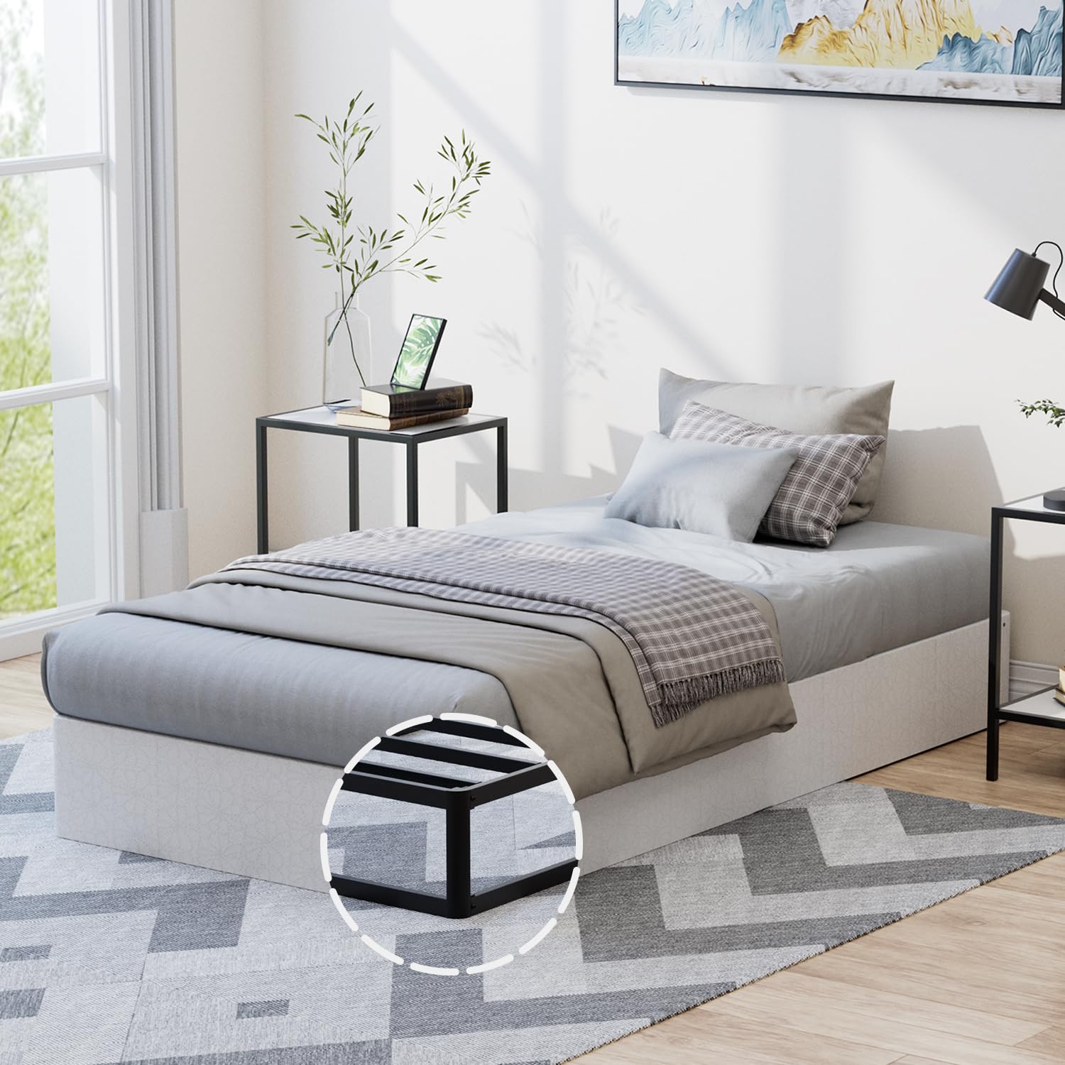 YORMDMO 9 Inch Twin Box Spring, High Profile Twin Size Box Spring Only, Sturdy Metal Frame Mattress Foundtion, Easy Assembly, Noise-Free