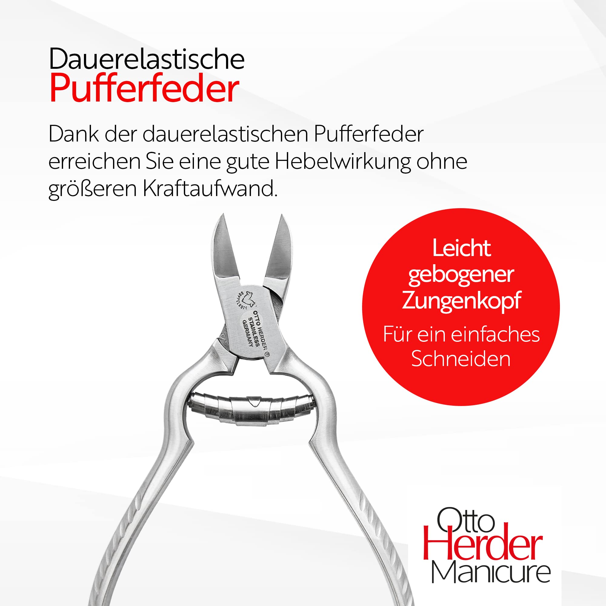 OTTO HERDER NAGELZANGE - Pedikürzange mit Pufferfeder 13,5 cm rostfrei zum Schneiden von Zehennägeln und Fingernägel