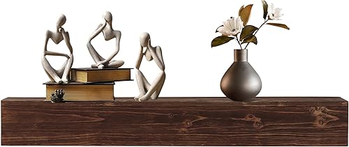 Repisa de chimenea de madera rústica de 60 pulgadas, repisas montadas en la pared para sobre chimenea, estante flotante para decoración del hogar,