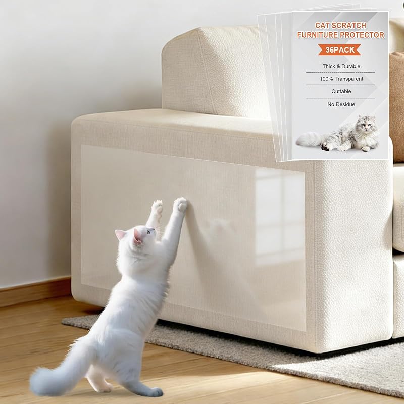 Protetor transparente para móveis contra arranhões de gatos em PVC TEQRAWOLEX, 36 peças + 144 pinos