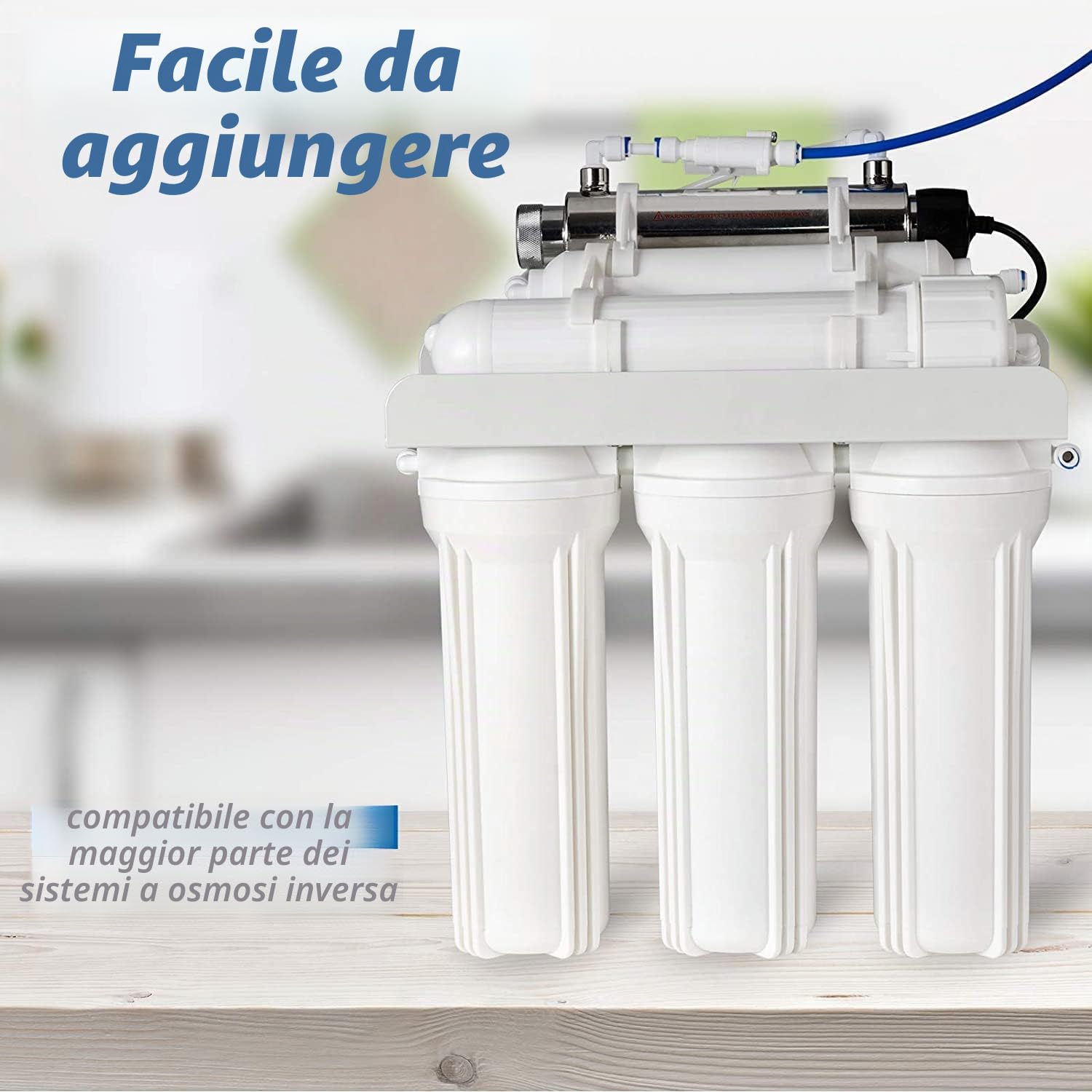 iSpring UVF11B Filtro per Acqua a Luce Ultravioletta con Interruttore di Controllo del Flusso Intelligente, Filtro Acqua UV per Pozzo 11 W, 220 V, 10 Pollici