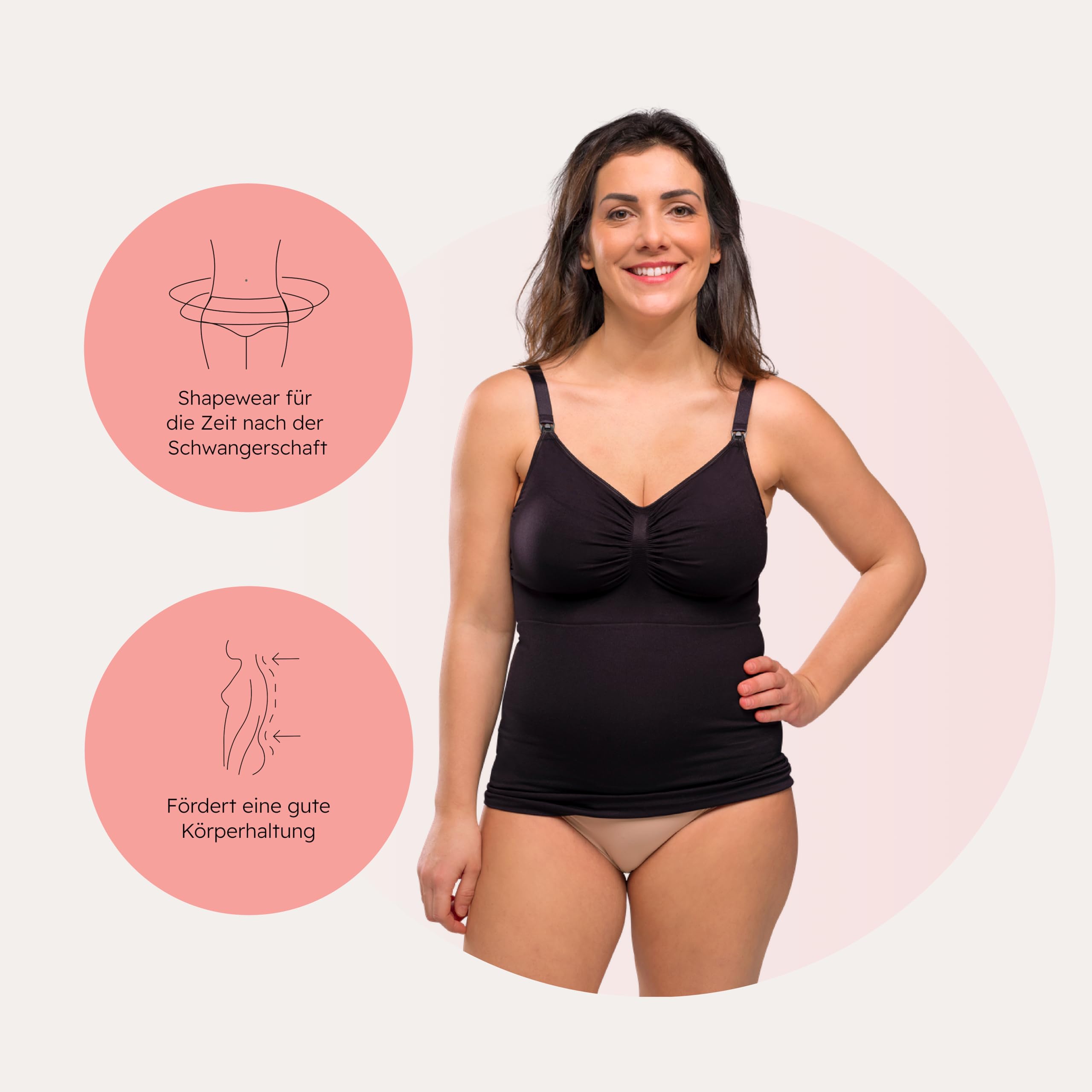 Carriwell Nahtloses Shapewear Stilltop, Einfache Einhand-Klips, formendes Design, weiches Gewebe, dehnbare Körbchen bis x2 Größe, Komfortable & stilvolle Unterstützung für Stillzeit & nach Geburt S-XL