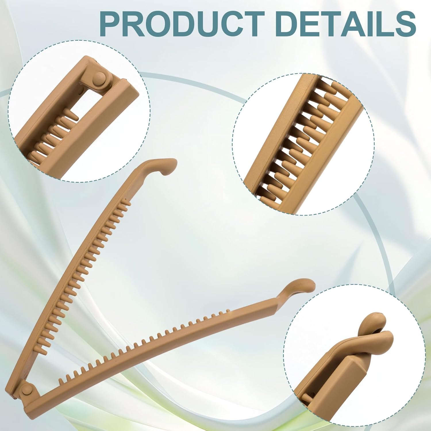 4pcs Banana Hair Clips, Non-Slip Large Hairstyle Claws for Women, Vintage 90s Double Combs Hairpin Accessories for Thin Curly Straight Long Hair- Brown & Coffee & Black & Khaki - Image 3