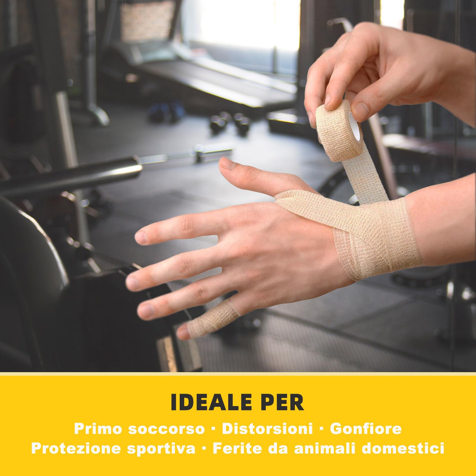Fascia Coesiva Autoadesiva per Rugby, Sport (2,5 cm x 4,5 m),Self Bendaggio Adesivo (Confezione da 8)