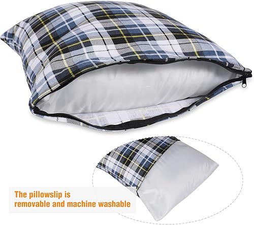 Miniatura 9 de REDCAMP Almohada pequeña de camping ligera y comprimible, almohada de viaje de franela con funda de almohada extraíble (azul cuadrado y gris)