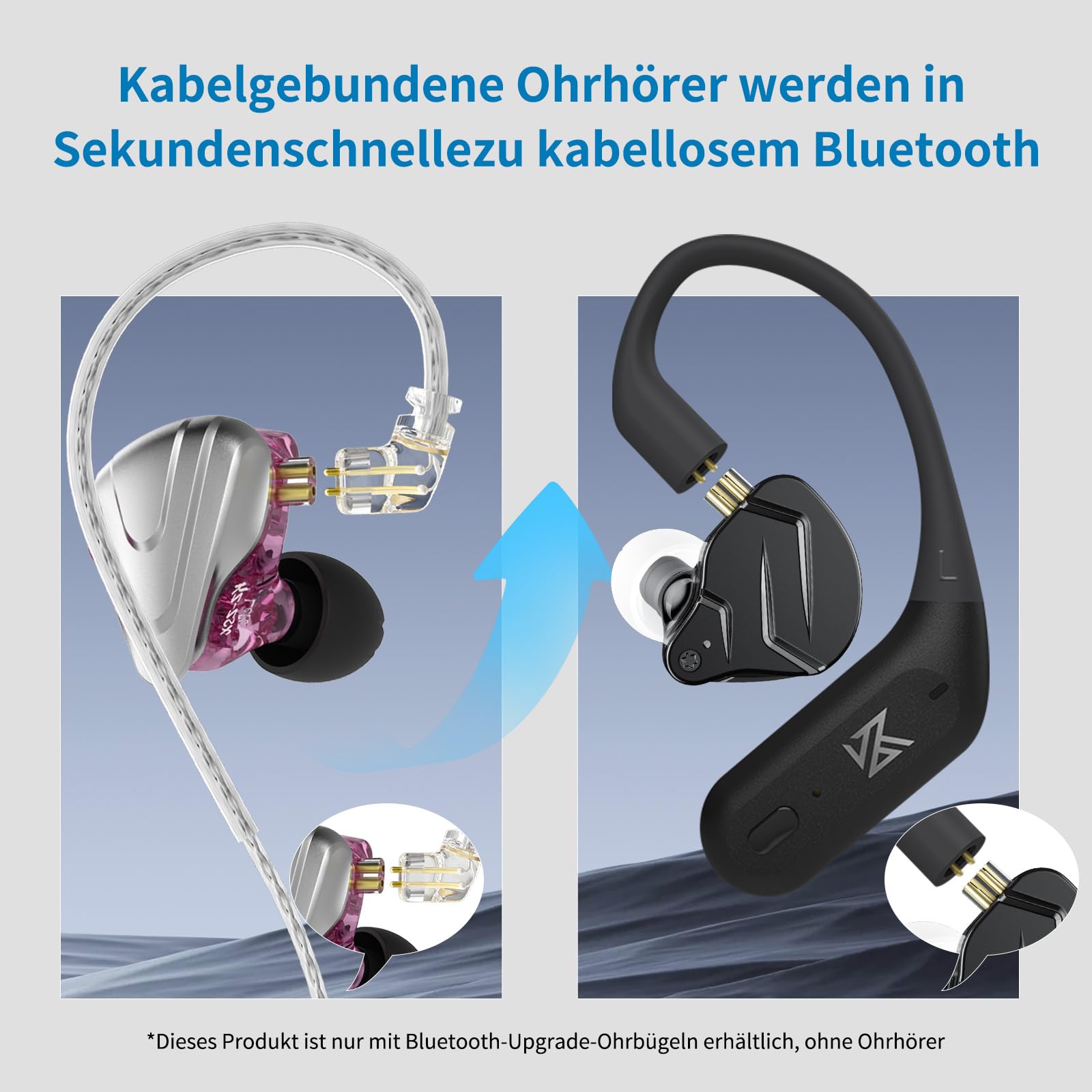 KZA COUSTICS AZ09 PRO Auricolari Bluetooth Accessori Wireless Adattatore Bluetooth Non incluso Cuffie adatte per KZ Zas Zax ZS10 Pro e altri 0.78 0.78mm 2Pin C-Pin Cuffie