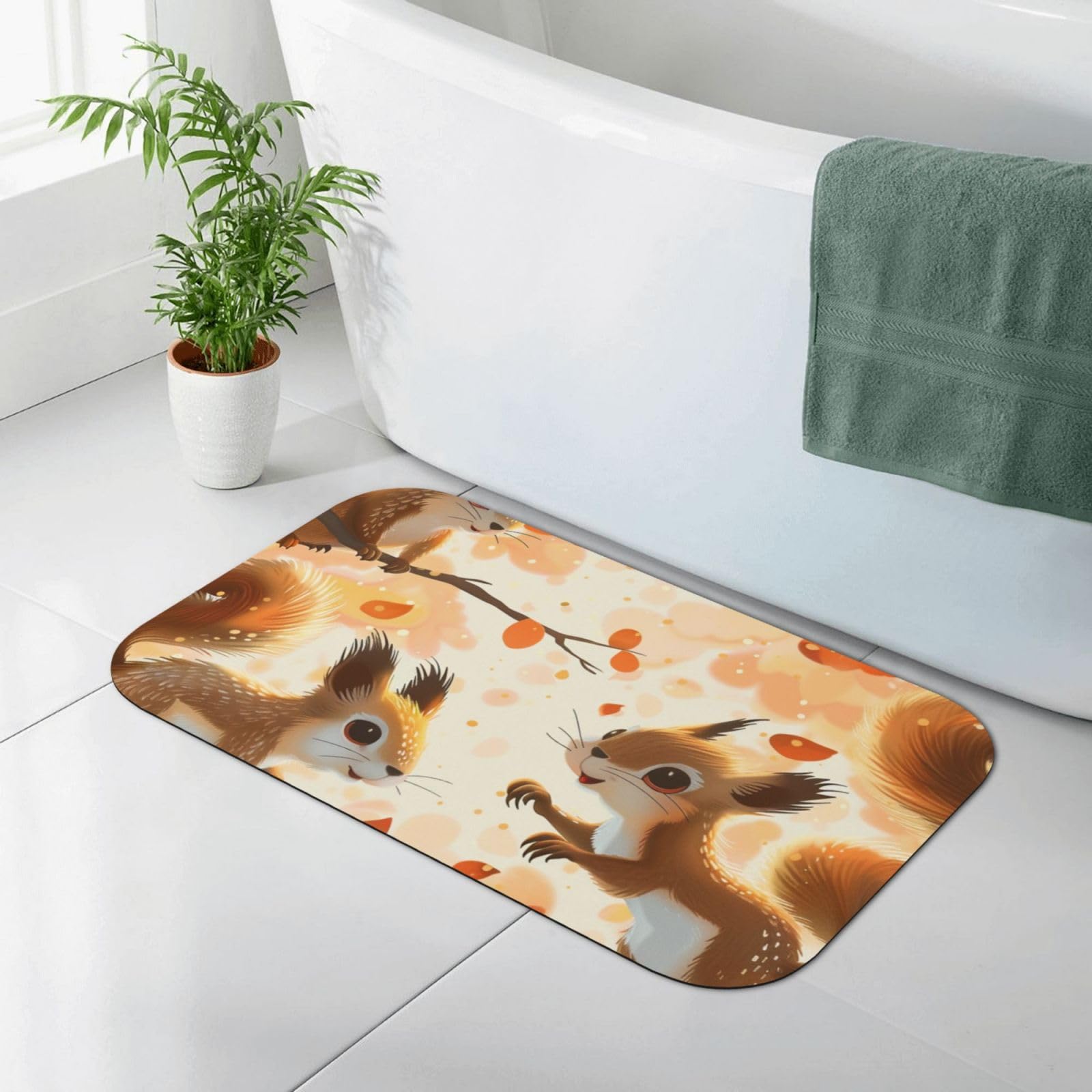 Tapis de bain antidérapant écureuils évite les glissades et l'eau au sol