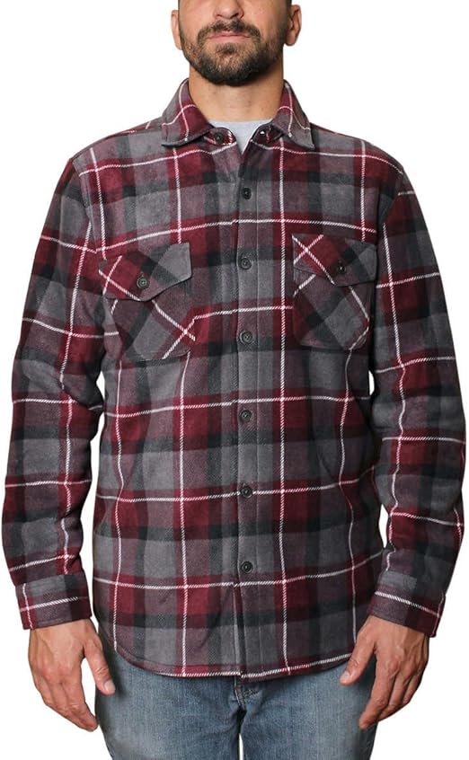 Freedom Foundry Men's Fleece Jacket Shirt Red Amazon.co.uk Fashion