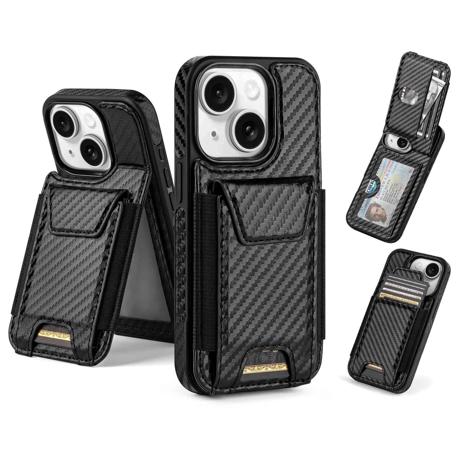 SkyEagle Compatible with iPhone 15 Wallet Case with Card Holder,Women Men Phone Case PU Leather RFID Blocking Shockproof Magnetic Flip Cover Credit