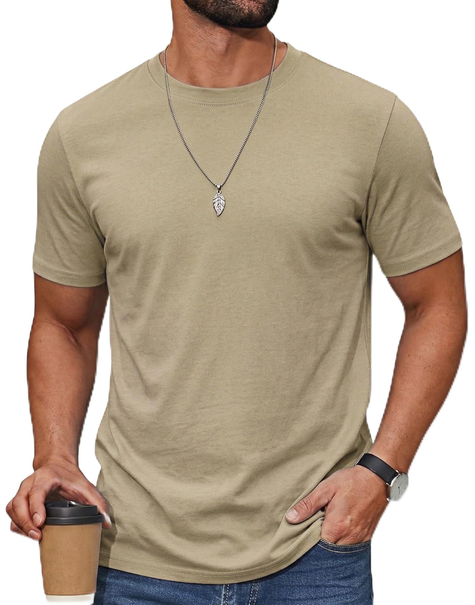 UrbnHerr T-Shirt Herren Basic Rundhalsausschnitt - 200 g/m² Premium Baumwollmischung - Regular Fit Kurzarmshirt Einfarbig für Alltag & Freizeit