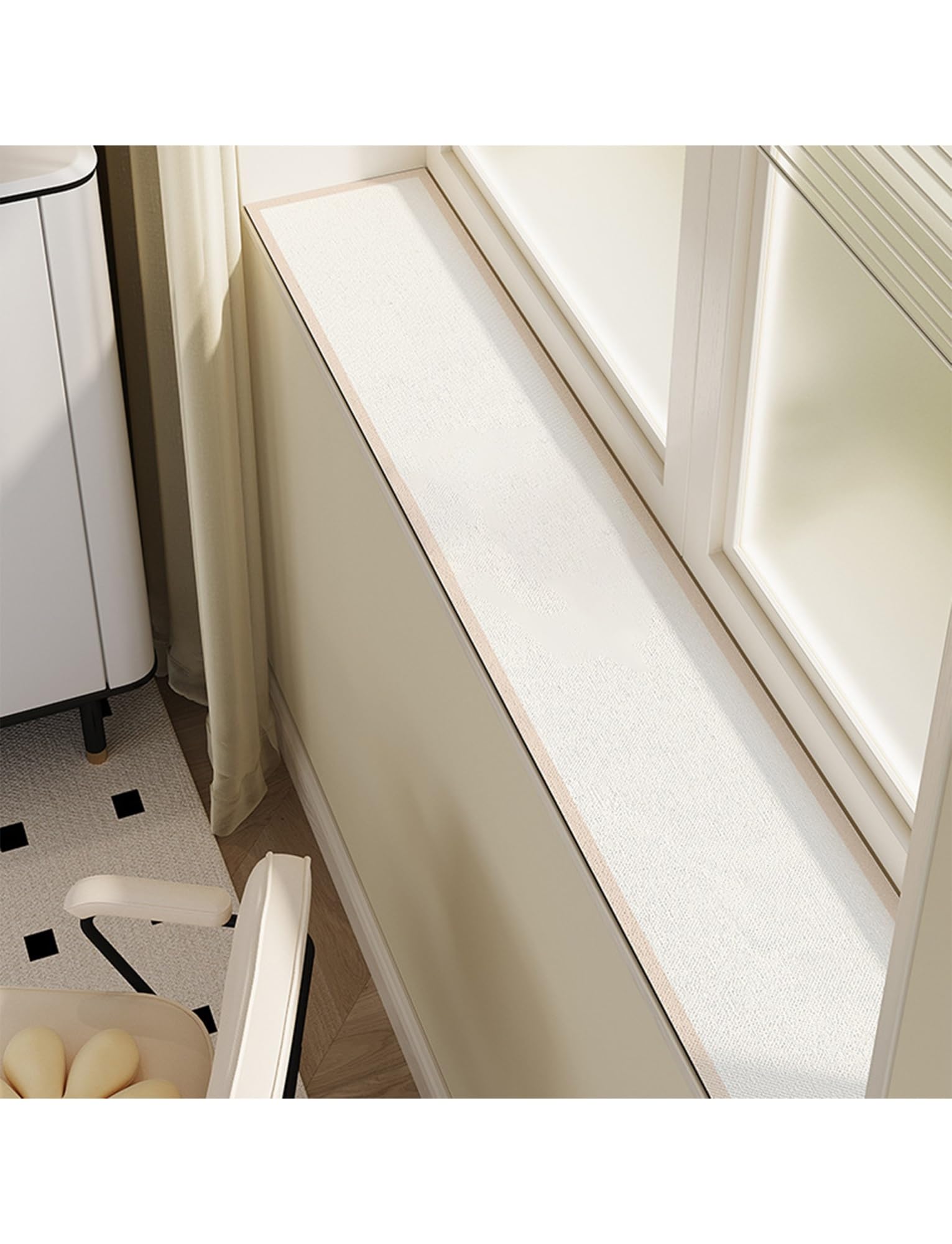 Window Sill Protector, Narrow Window Sill Protection Pad, Waterproof Windowsill Mat, for Placing Plants(Cream,20x100cm/7.87x39.4in)
