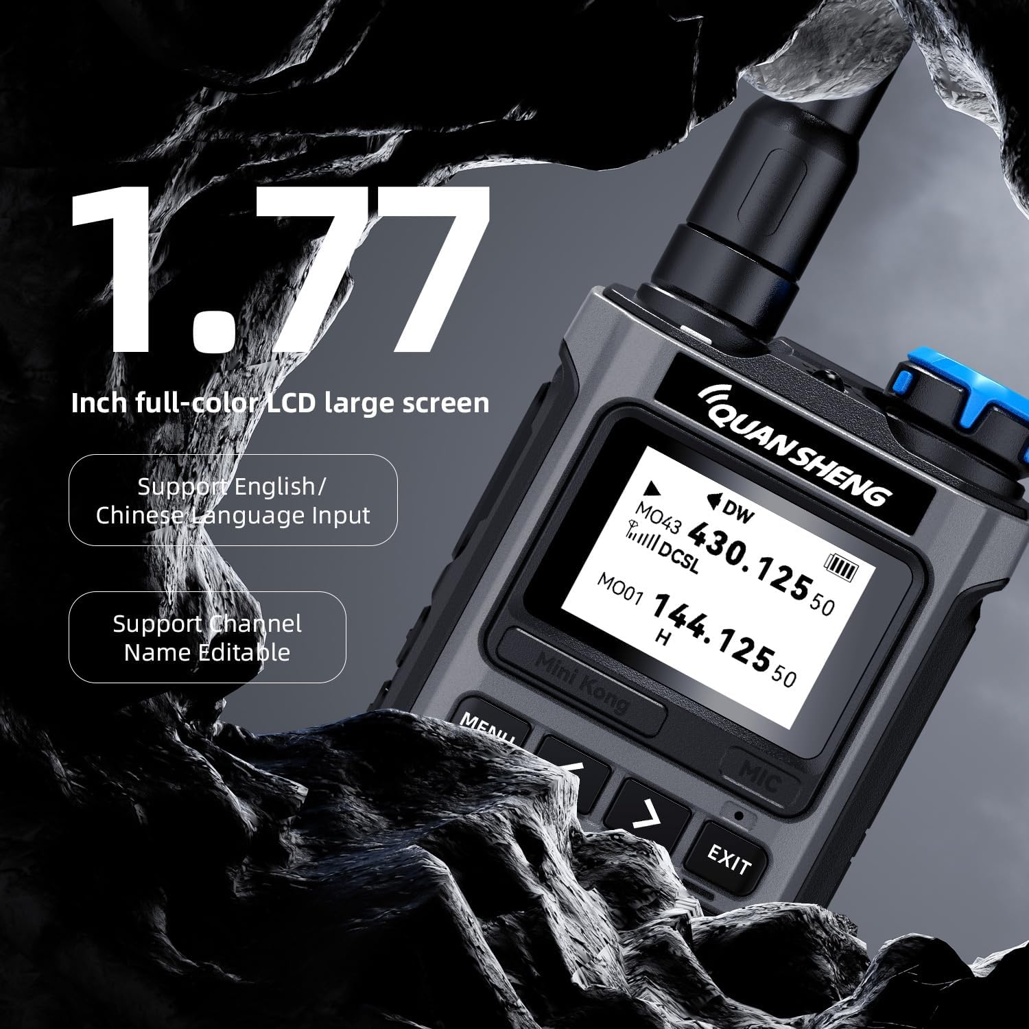 Ön view of QUANSHENG UV-K1 display and keypad