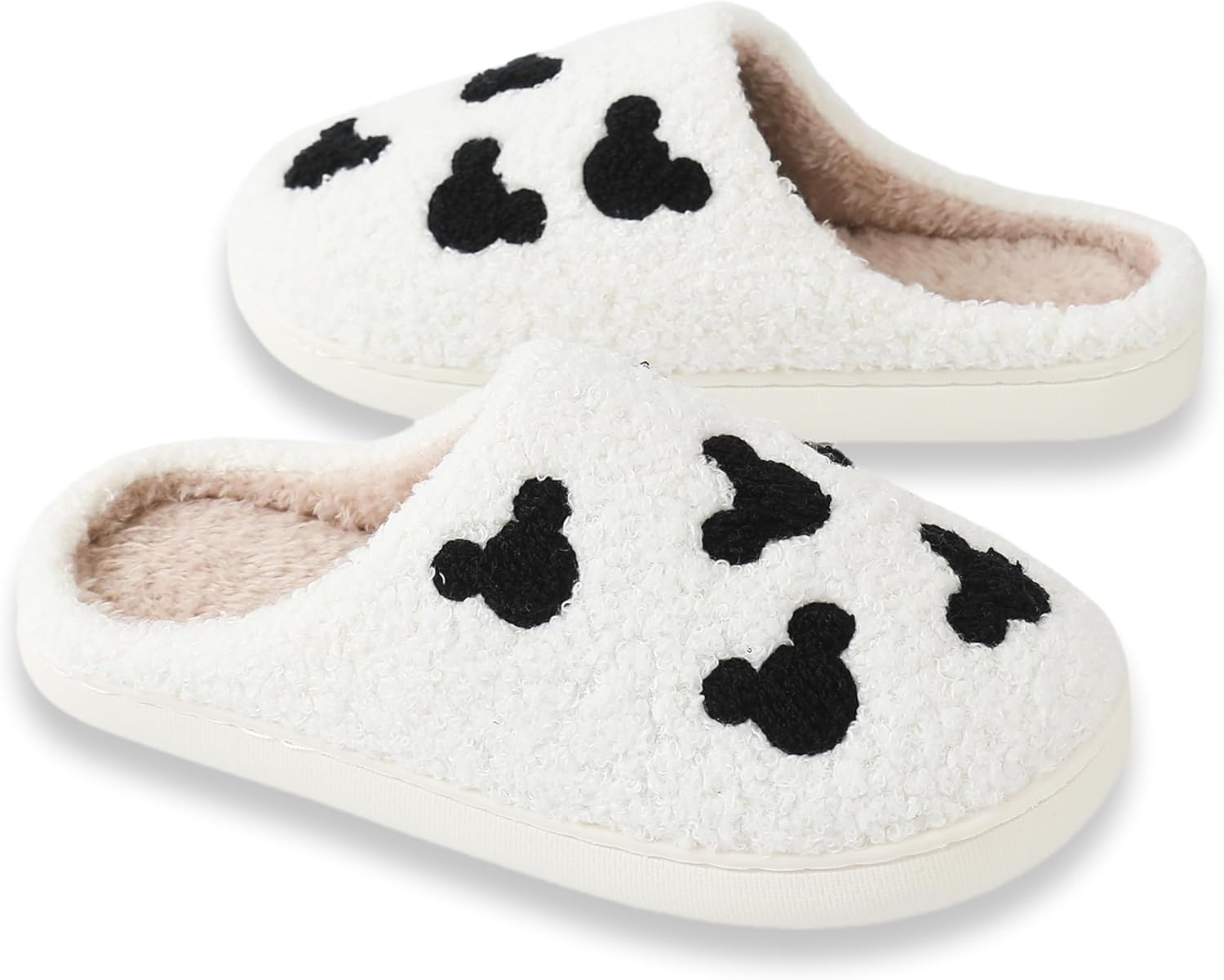 Bow Slippers for Women & Men - Floral Memory Foam Plush Slippers, Cute Cartoon Design, Warm Fluffy Fur Lined, Indoor Outdoor House Home Bedroom Shoes - Image 4