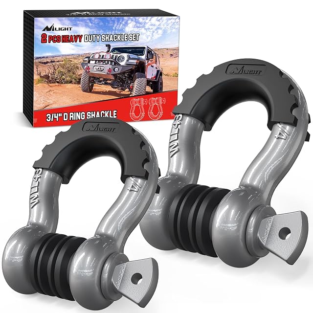 Nilight 2 Pack 3 4 D-Ring Shackle with 7 8 Screw Pin 41 887lbs Break Strength Heavy Duty
