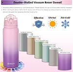 Oldley Insulated Water Bottle with Straw 20oz Stainless Steel Water Bottles with 3 lids Double-Wall Vacuum Thermal for Kids Adults School Sports,Ombre Pink-Purple