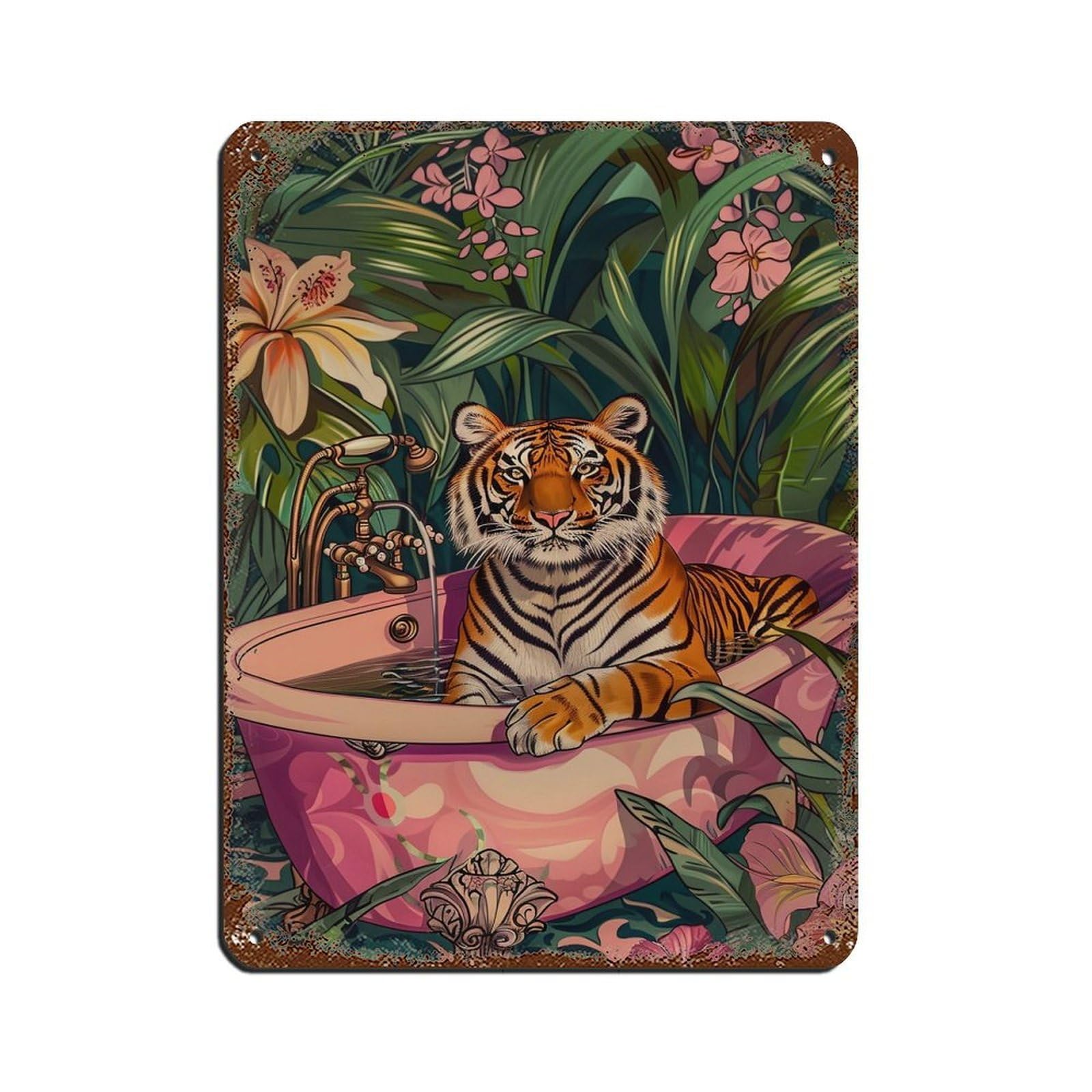 Matisse Tiger On The Bathtub Poster Retro Poster Metal Tin Sign Chic Art Retro Iron Painting Bar People Cave Cafe Family Garage Poster Wall Decoration 12x16inch(30x40cm)