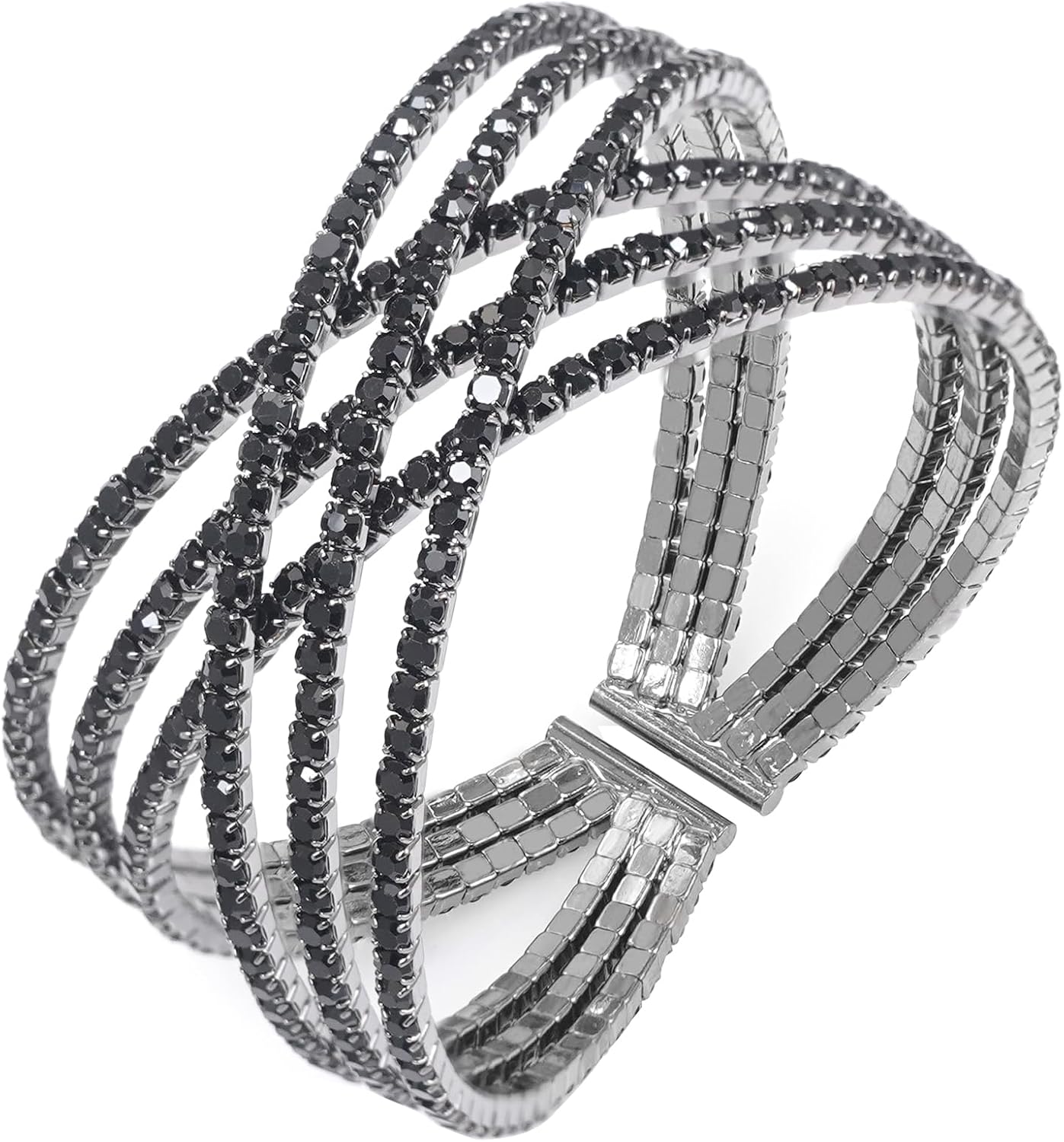 Rhinestone Bracelet Multilayer Crystal Braid Bangle Cuff Bracelets for Women