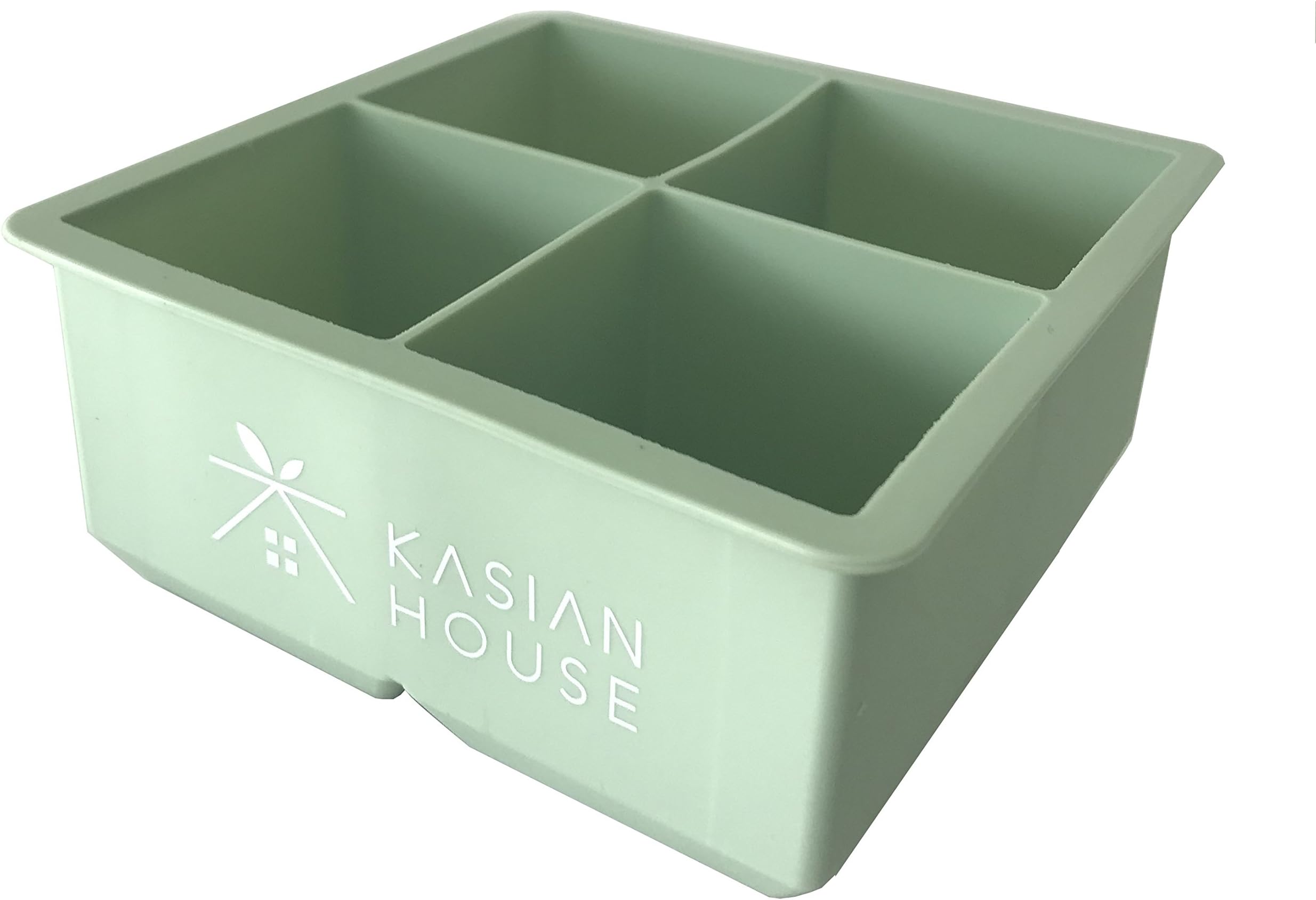 Kasian House Extra Large Ice Cube Tray, 2.5" Cube, Silicone and BPA Free, For Whiskey Drinks, Food Freezing and Soap Making Molds