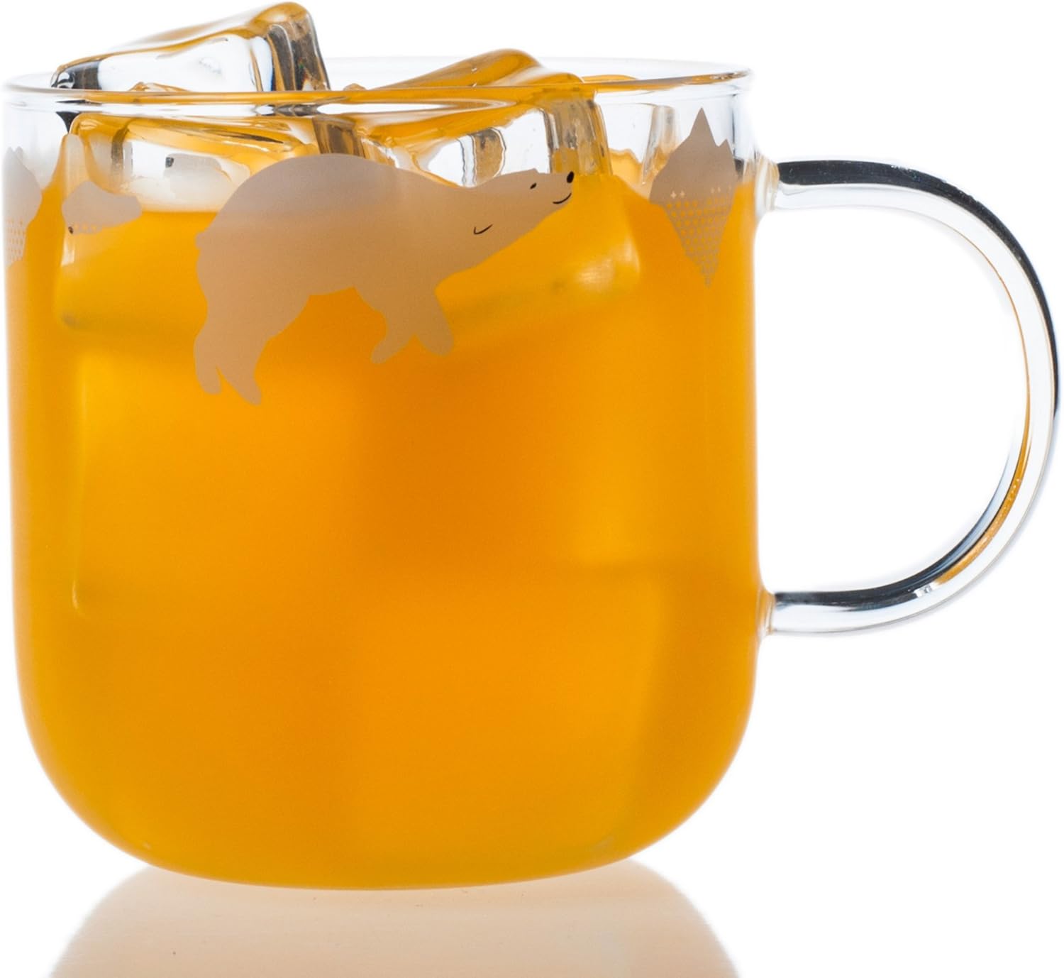 Polar Bear Glass Coffee Cup 12oz with Handle by Mascotcases – Mugs for Drinking Tea, Latte, Espresso, Juice, Beer,Wine or Water 350ML