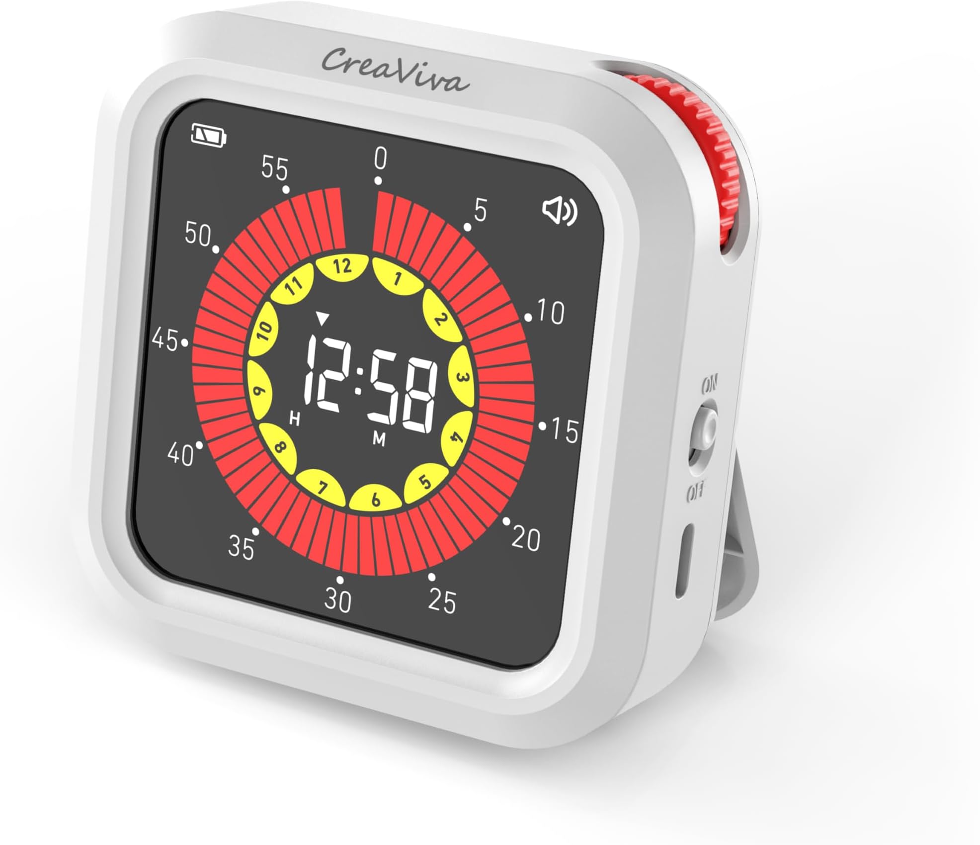 Visual Digital Timer, Large Color Display & Rechargeable, Magnetic Back & Silent Mode, 11H 59M Countdown/Up Stopwatch Clock for ADHD, Kids, Classroom, Kitchen, Work Productivity (White)