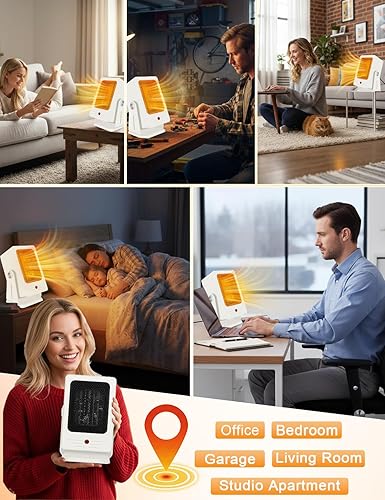 Miniatura 8 de Calentadores de espacio portátiles para uso en interiores, calentador de escritorio con calentamiento rápido PTC 2s de 900 W, diseño de ángulo