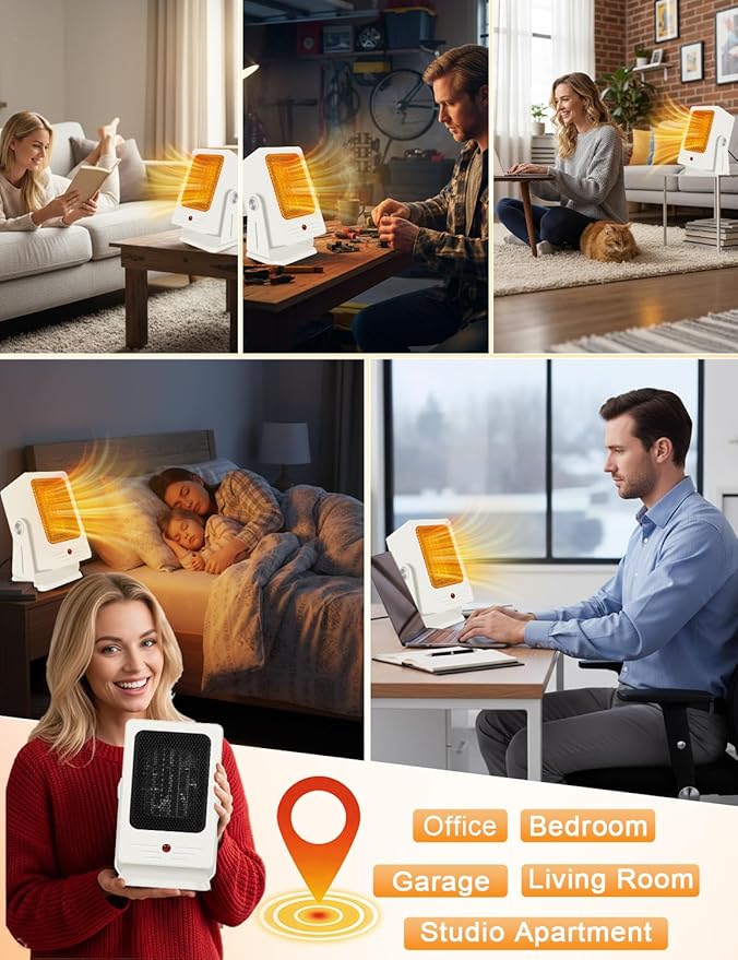 Calefactor Eléctrico Portátil Cerámico PTC con Calentamiento Rápido y Ángulo Ajustable miniatura 8