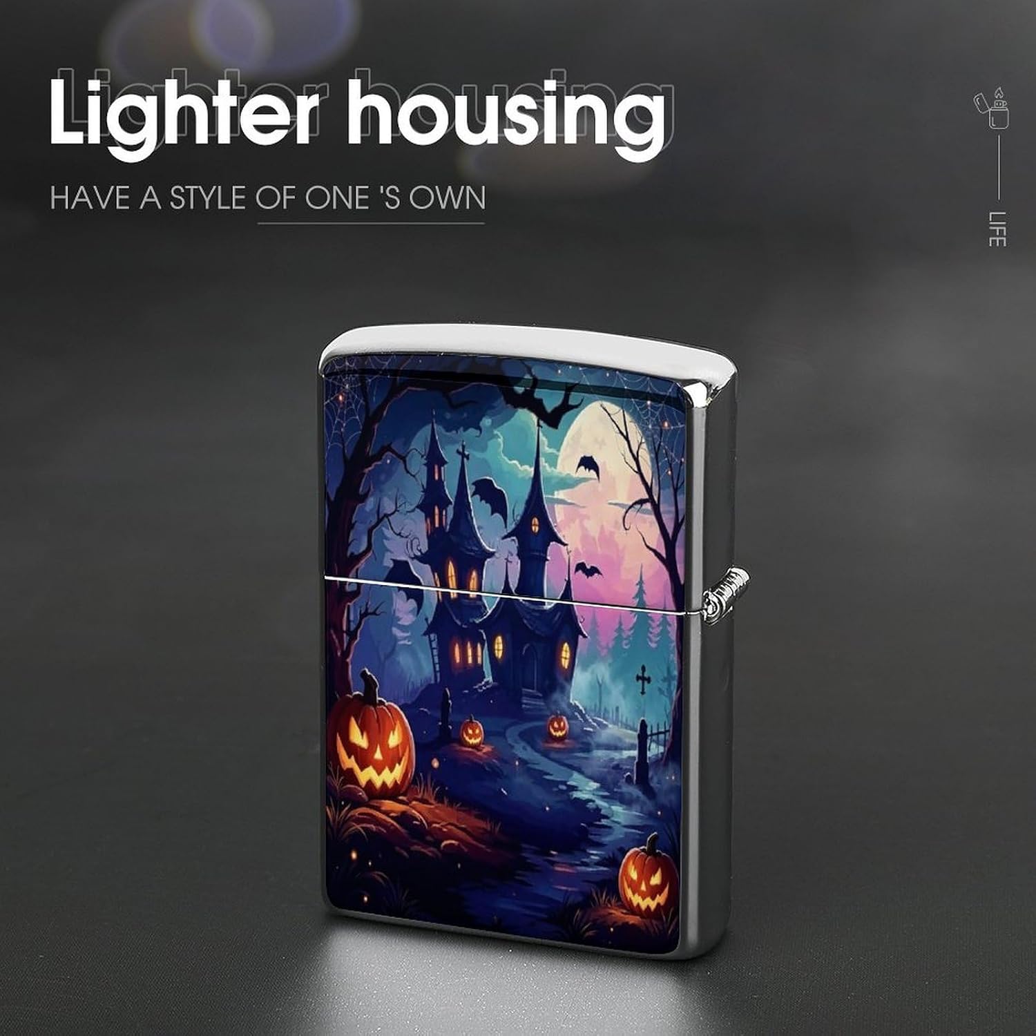 Halloween Haunted House Metal Lighter Case Cover Lighter Sleeve