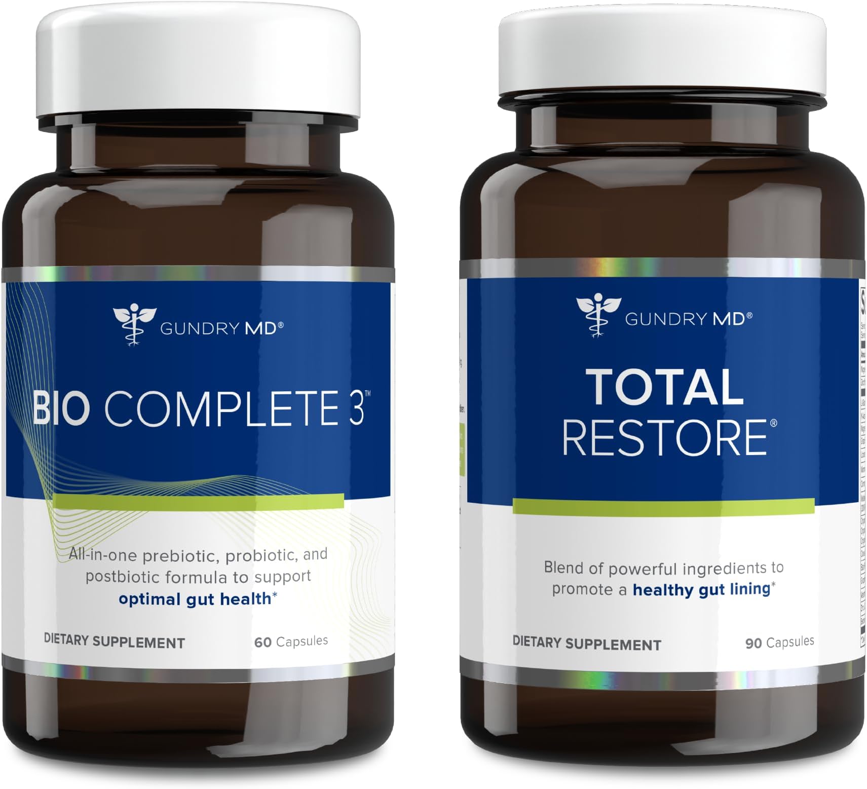 Gundry MD Bio Complete 3 and Total Restore Bundle - Prebiotic, Probiotic, Postbiotic to Support Optimal Gut Health