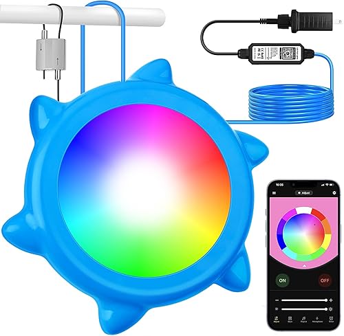 Anerbili Luz LED para piscina con control de aplicación, 10 W RGB 1600 millones regulable, luz de buceo subacuática con imán, luz de piscina