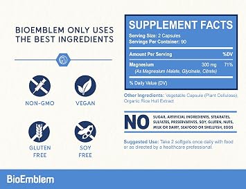 BioEmblem Triple Magnesium Complex 180 Capsules and NAD+ Supplement