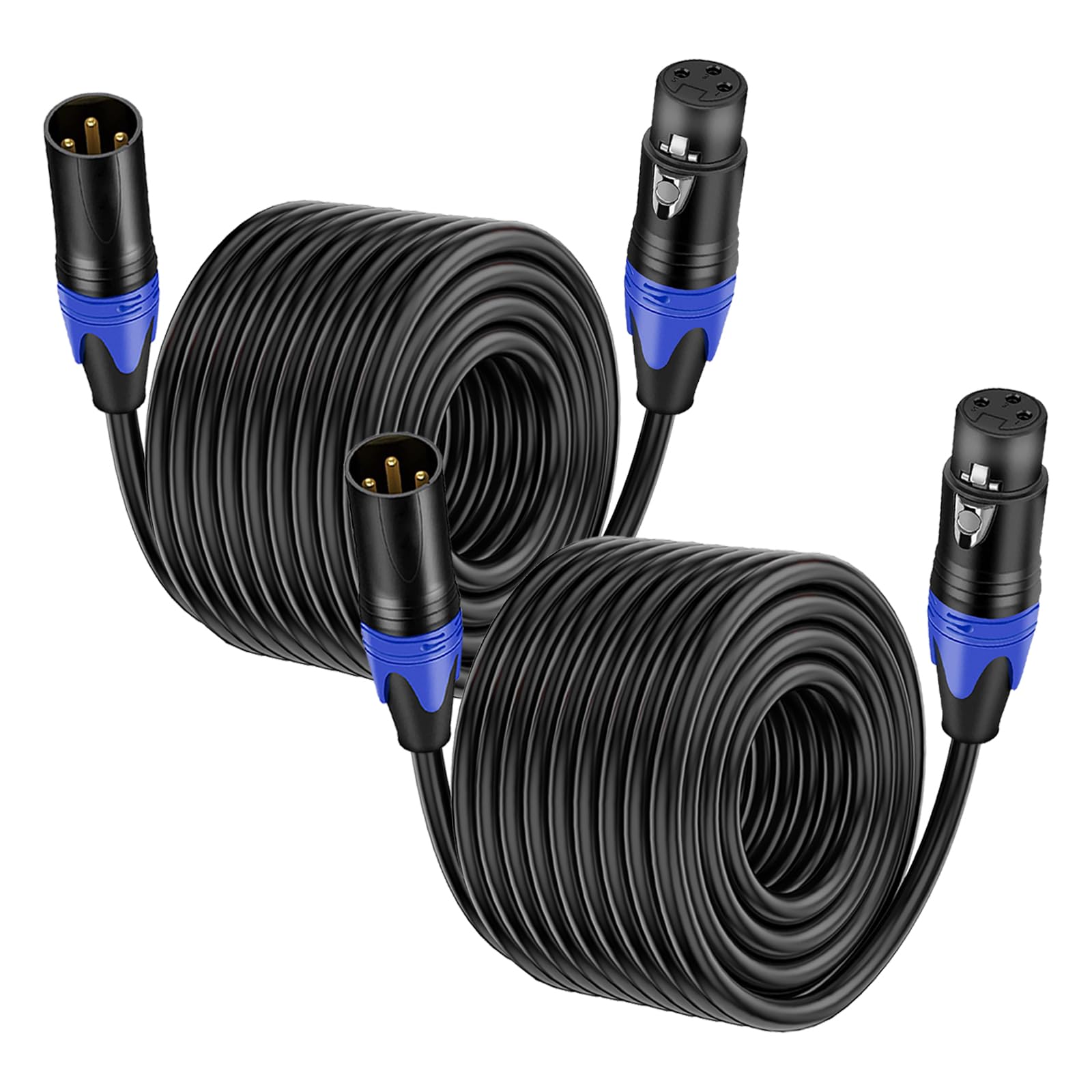 Confezione da 2 cavi XLR da maschio a femmina da 30 m per microfono bilanciato professionale XLR maschio a femmina, cavo di prolunga per microfono