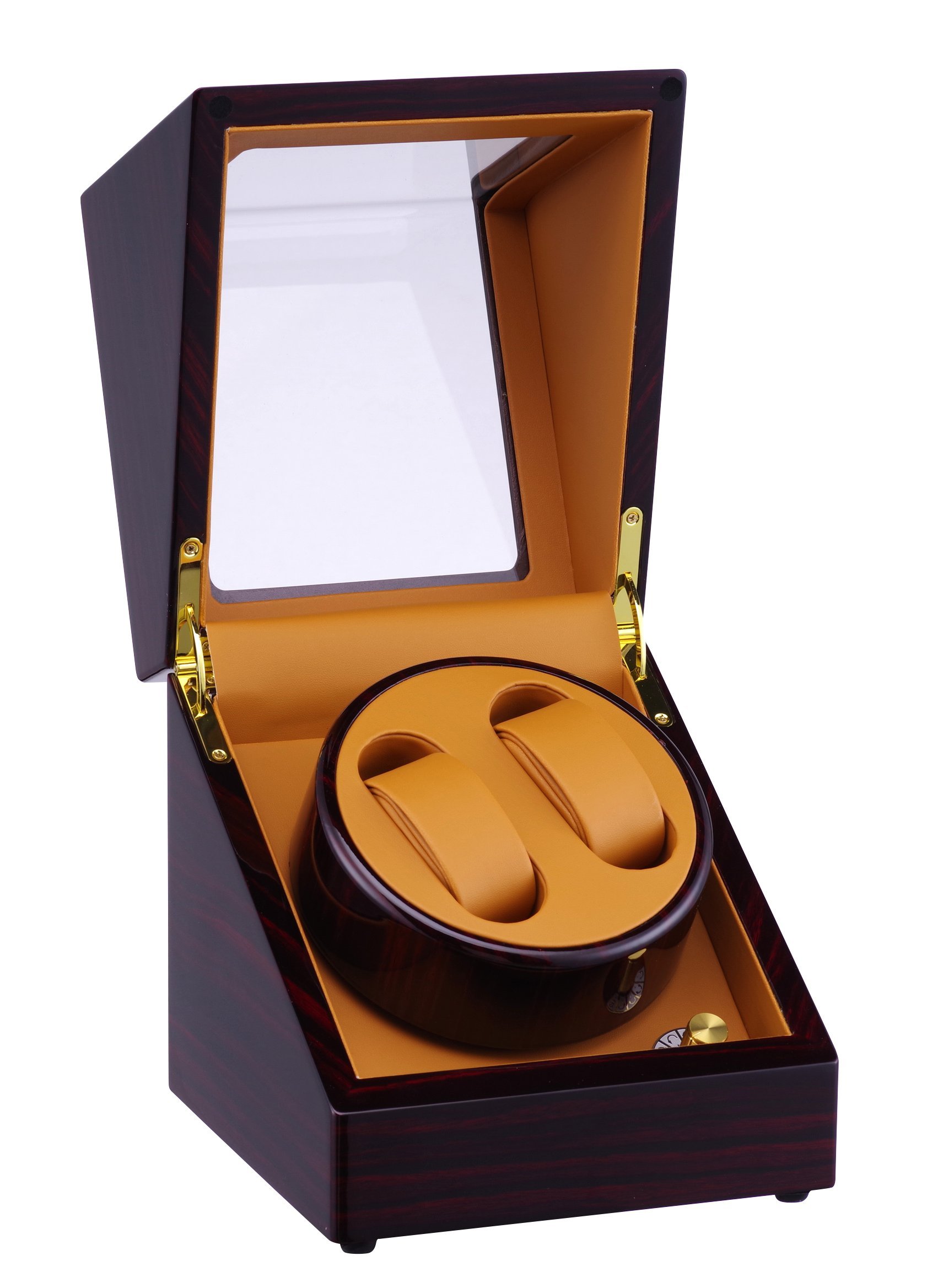 Medetai� Luxury Automatic 2+0 Watch Winder Automatic Rotation Watch Storage Display Case Box Slient Motor Wristwatch Boxes (Ebony Brown), Red-White, 23cm x 22cm x 18cm