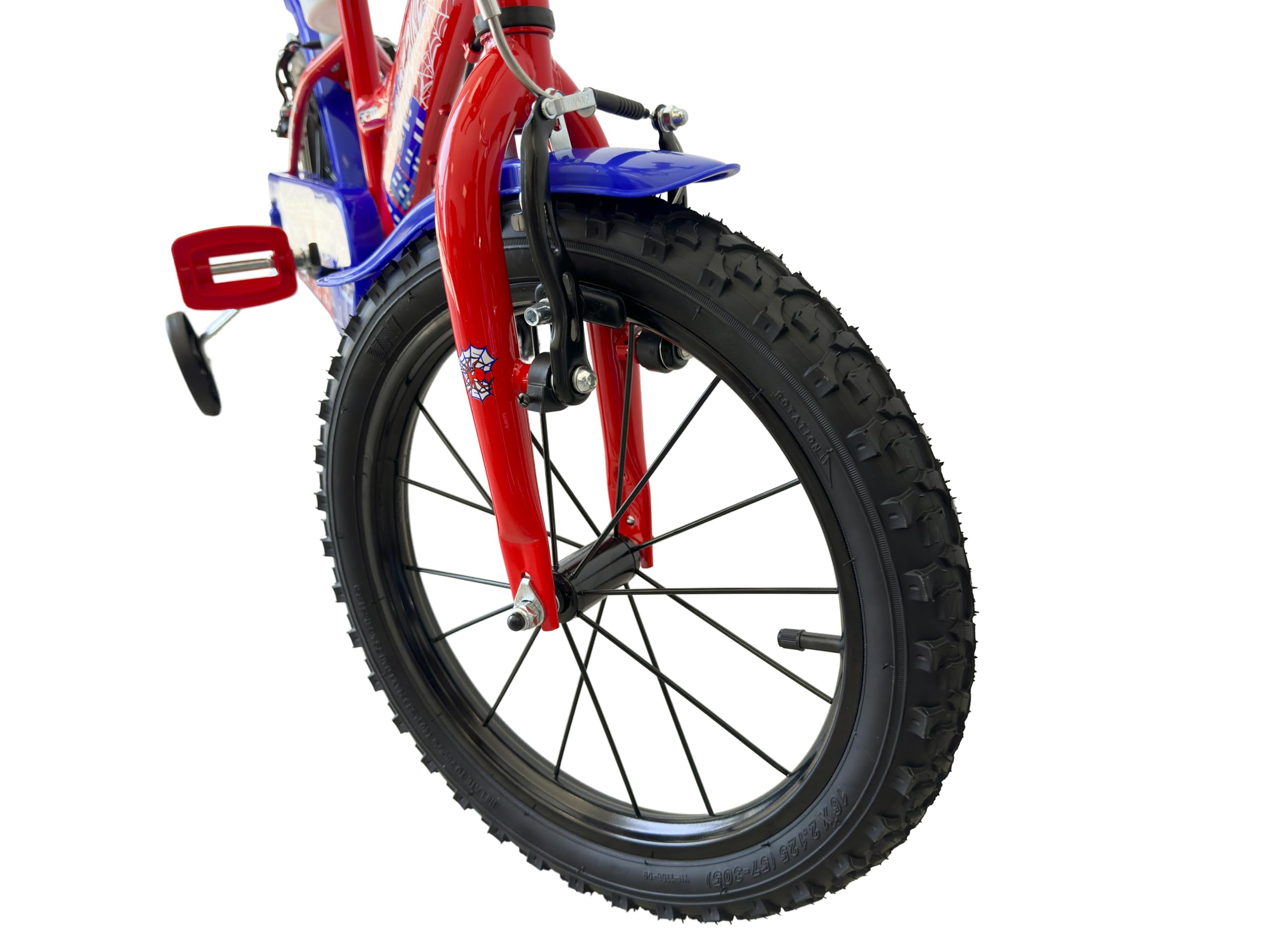 Bicicleta infantil de 16 pulgadas con estabilizadores, de 4 a 6 años, 105-120 cm, color rojo