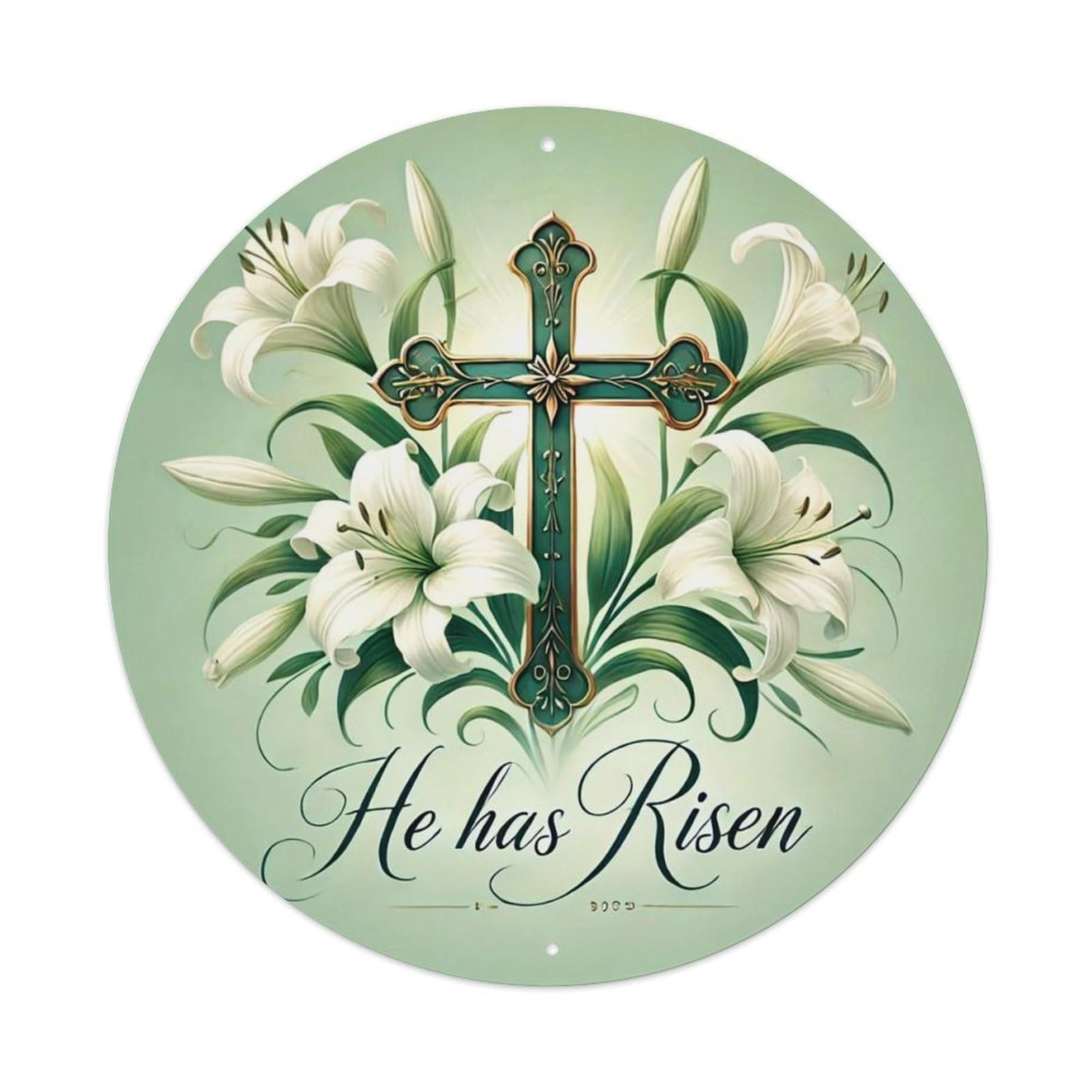 Jdyansheng Vintage He Has Risen Cross Lily Tin Sign Metal Poster Metal Signs For Home Man Cave Bar Cafe Kitchen Laundry Room Wall Decorations 8X8 Inches