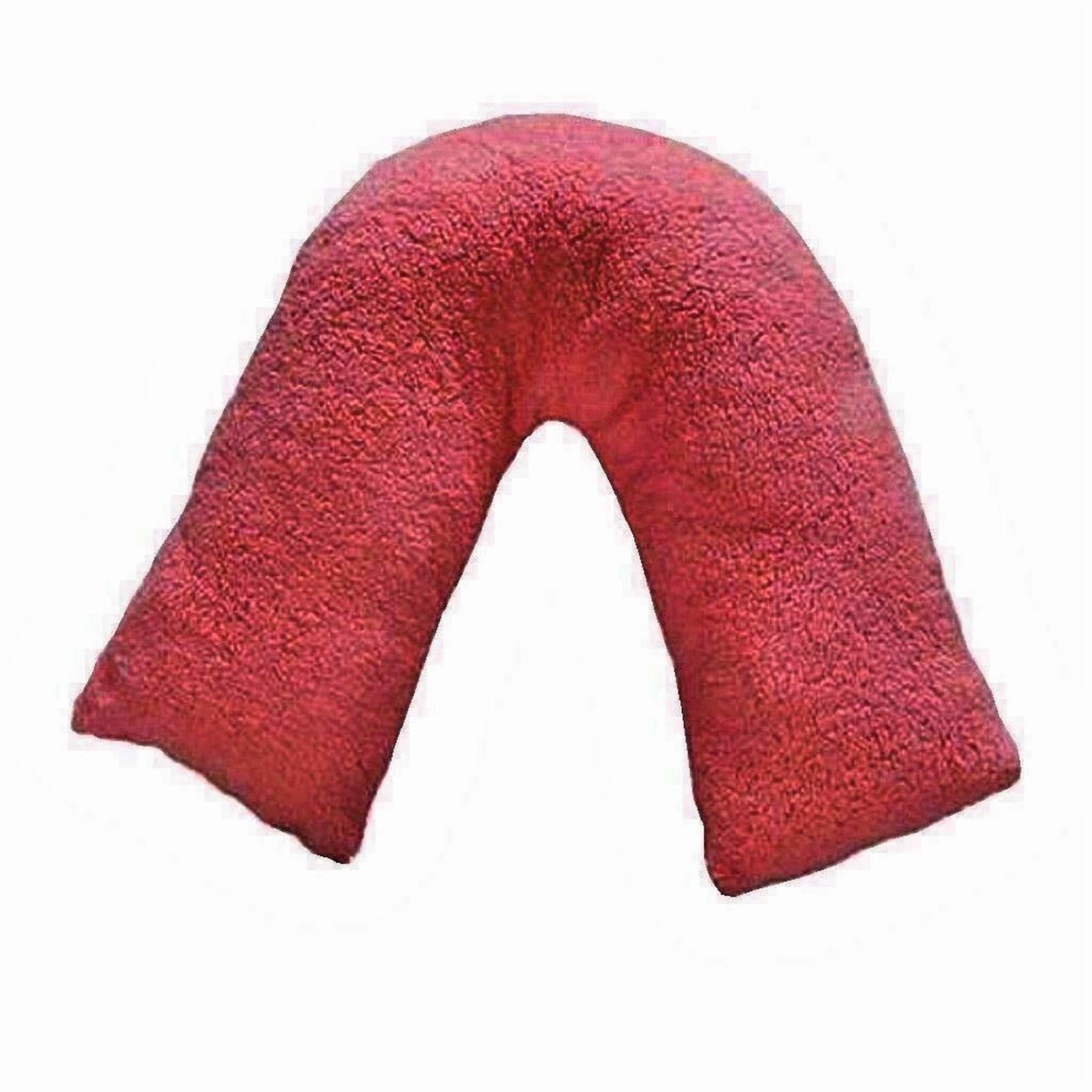 Nightzone Teddy V Pillow Red Teddy Bear V Shaped Complete Pillow Or Case For Support Maternity, Neck, Back, Soft Warm Plush Cosy Fleece Cover (, Case Only)