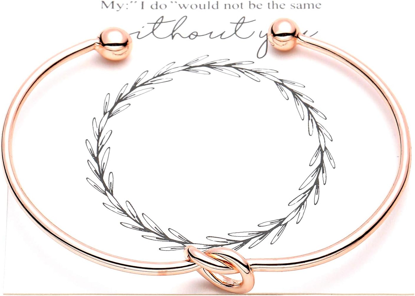 Vesungimey Bridesmaid Bracelets Bangle - Tie The Knot Bracelet Jewelry,Perfect Bridemaids Gifts with Cards -Gold,Rose Gold,Silver Color Available,Set of 1,4,6